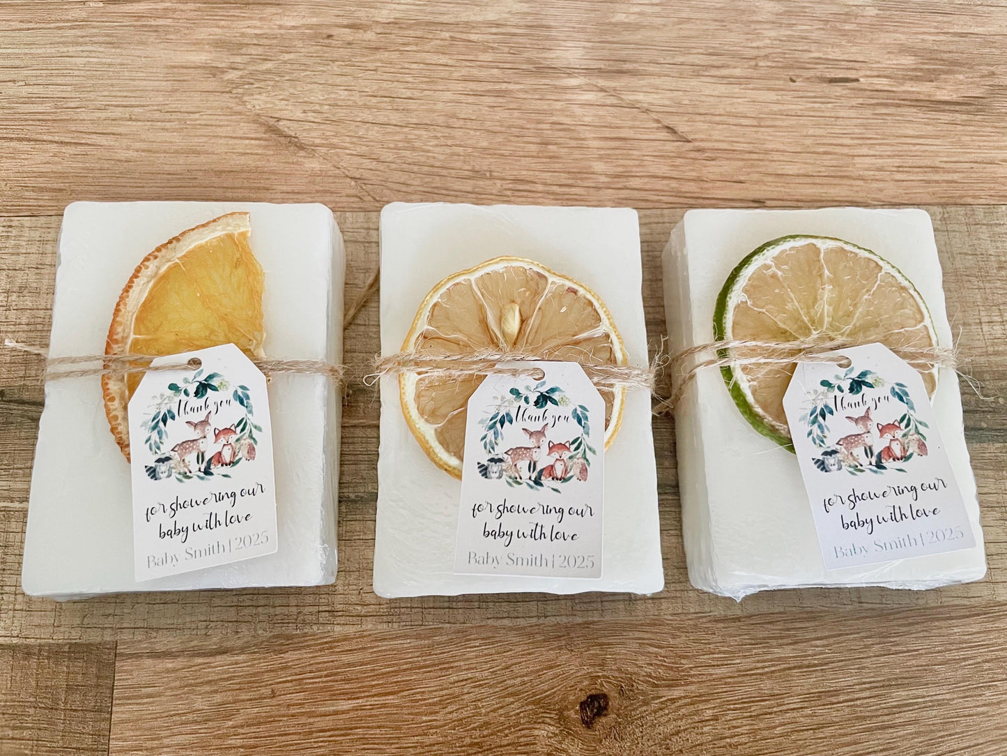 Woodland Baby Shower Favors – Handmade Soap Bars with Essential Oils – Personalized Set of 8