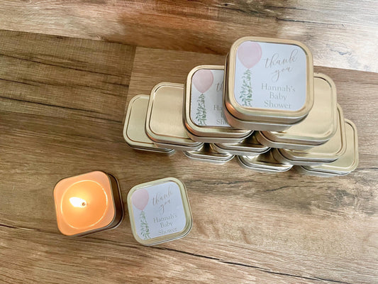 Gold Mini Candle, Baby Shower Favors for Guests, Personalized Candle Bulk Favors, Custom Baby Shower Favors
