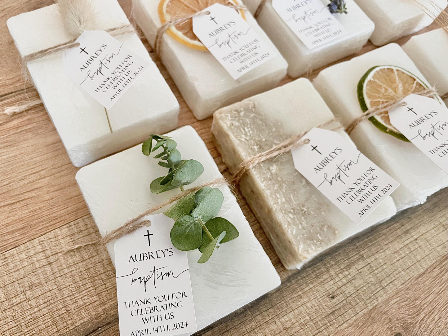 Handmade Soap Favors: Baptism, Communion, Christening - Set of 8