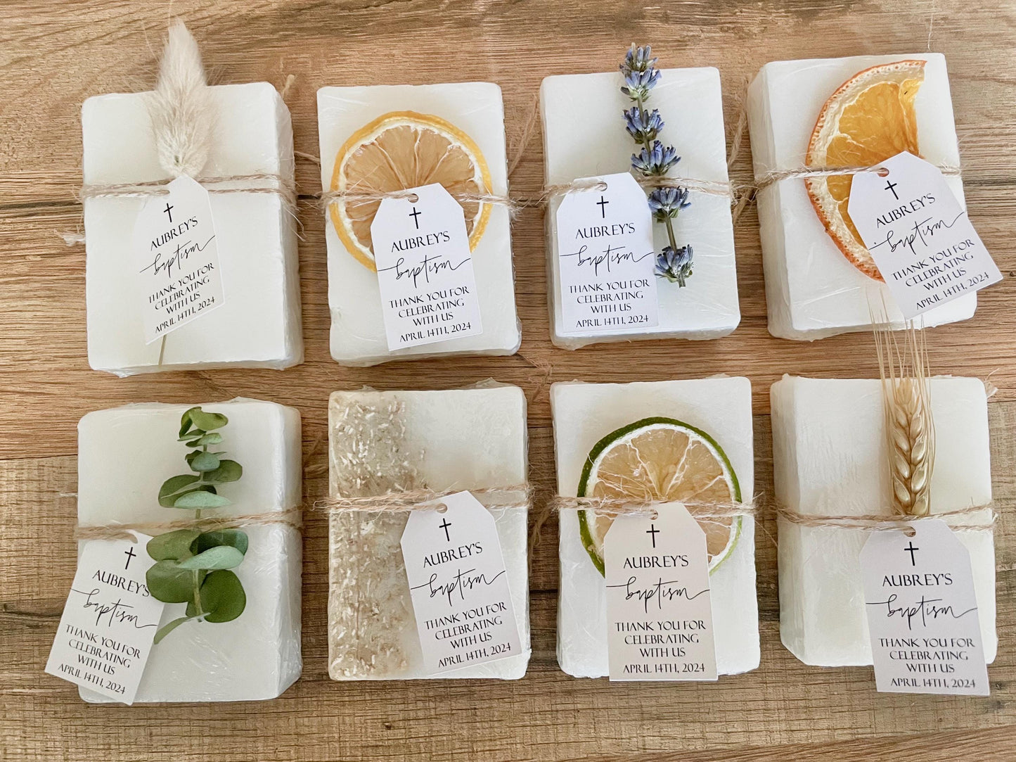 Handmade Soap Favors: Baptism, Communion, Christening - Set of 8