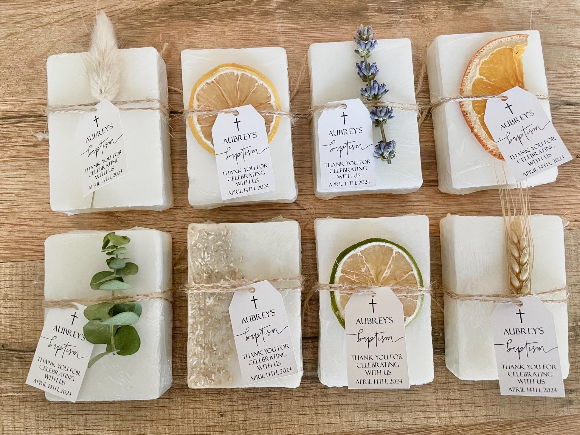 Handmade Soap Favors: Baptism, Communion, Christening - Set of 8