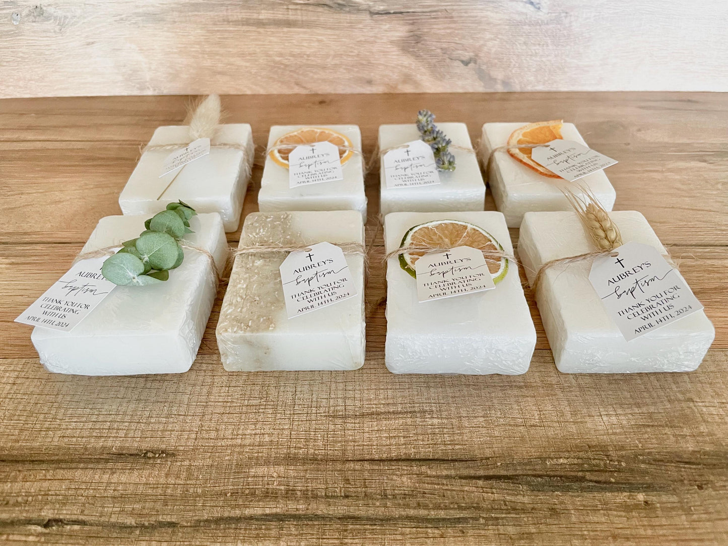 Handmade Soap Favors: Baptism, Communion, Christening - Set of 8