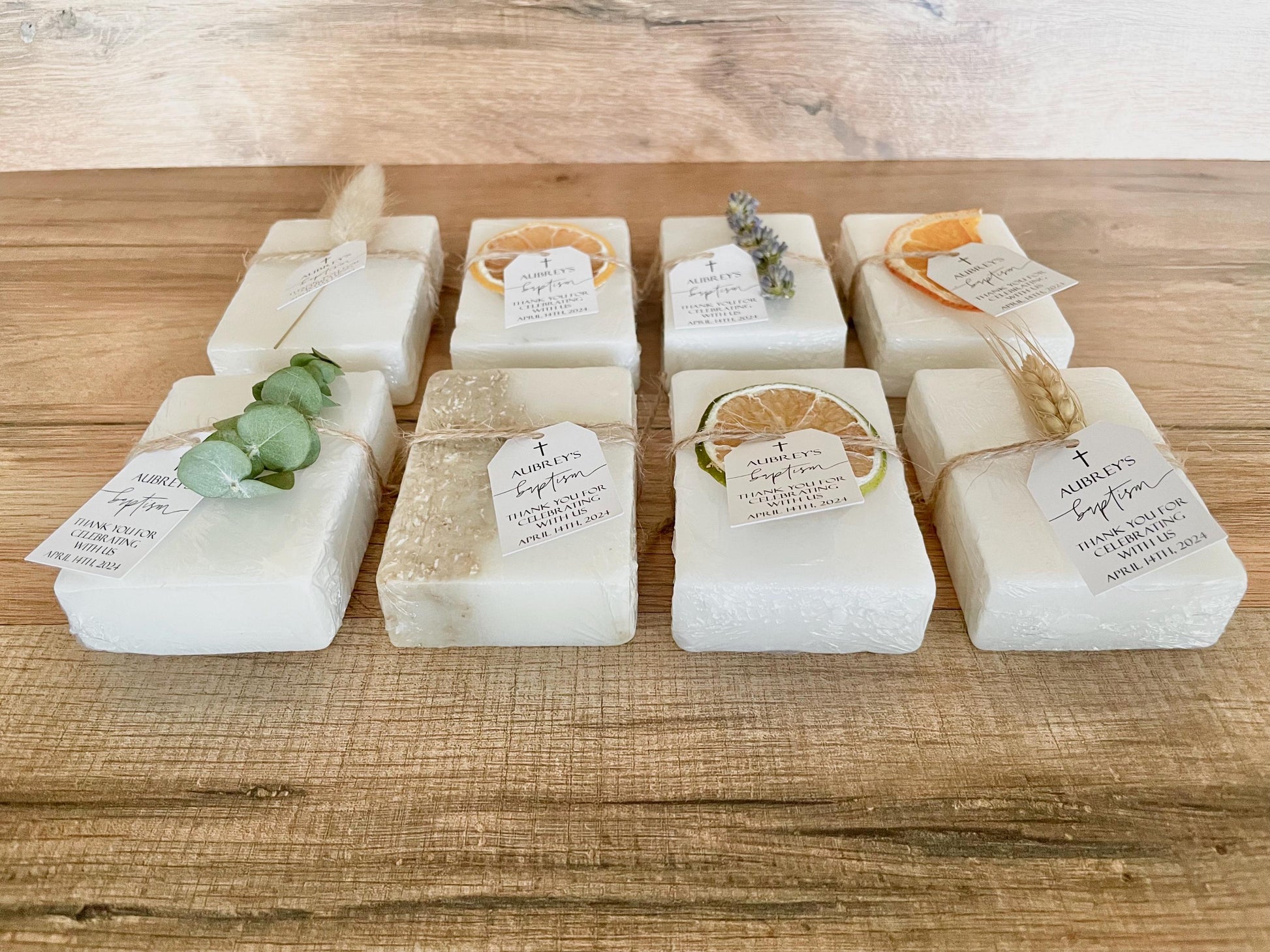 Handmade Soap Favors: Baptism, Communion, Christening - Set of 8
