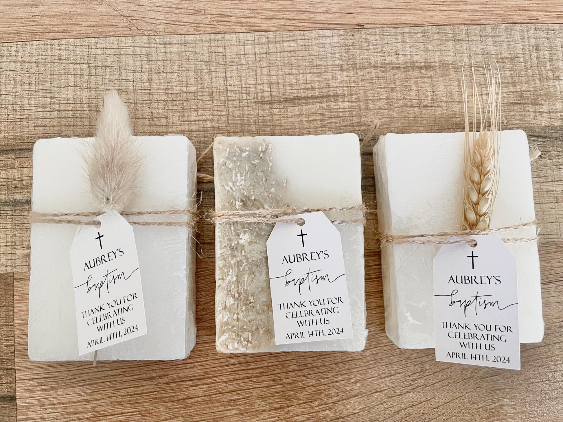Handmade Soap Favors: Baptism, Communion, Christening - Set of 8