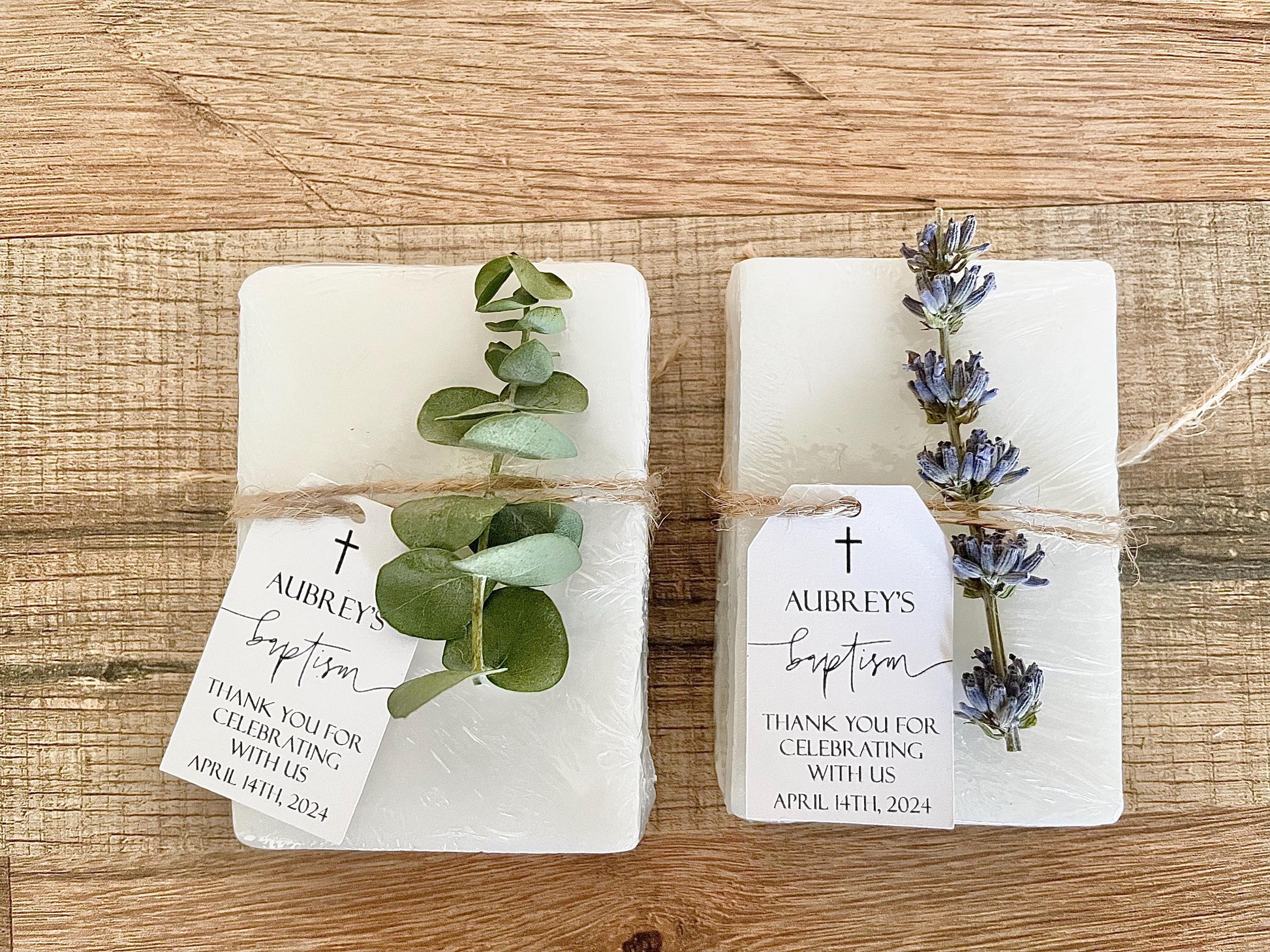 Handmade Soap Favors: Baptism, Communion, Christening - Set of 8