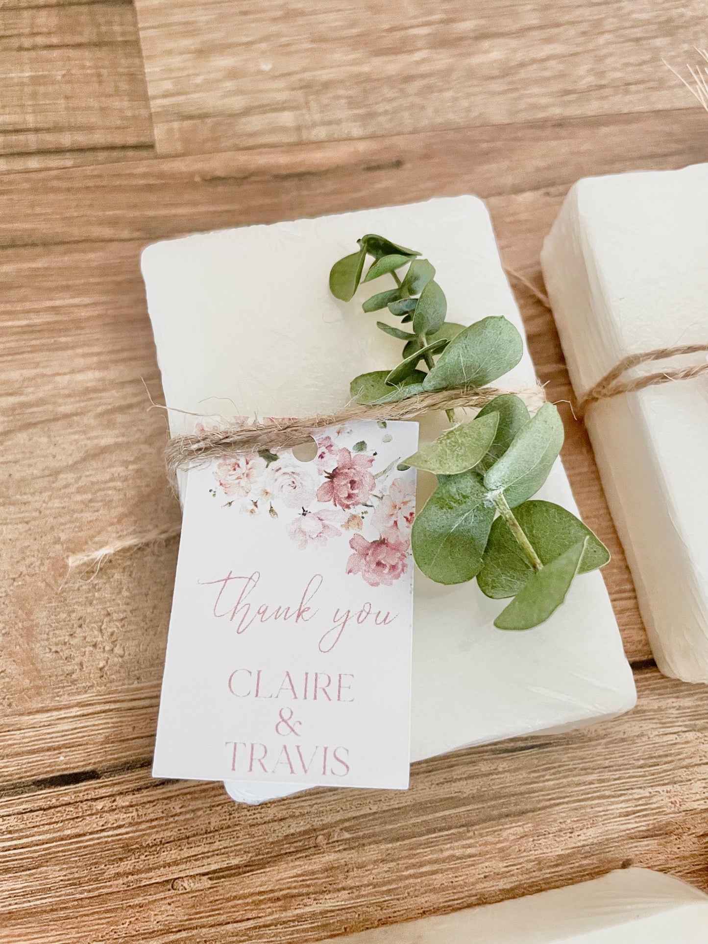 Pink Floral Wedding Shower Favors – Handmade Soap Guest Gifts – Essential Oil Soap Bars – Personalized – Set of 8 Baby or Bridal Favors
