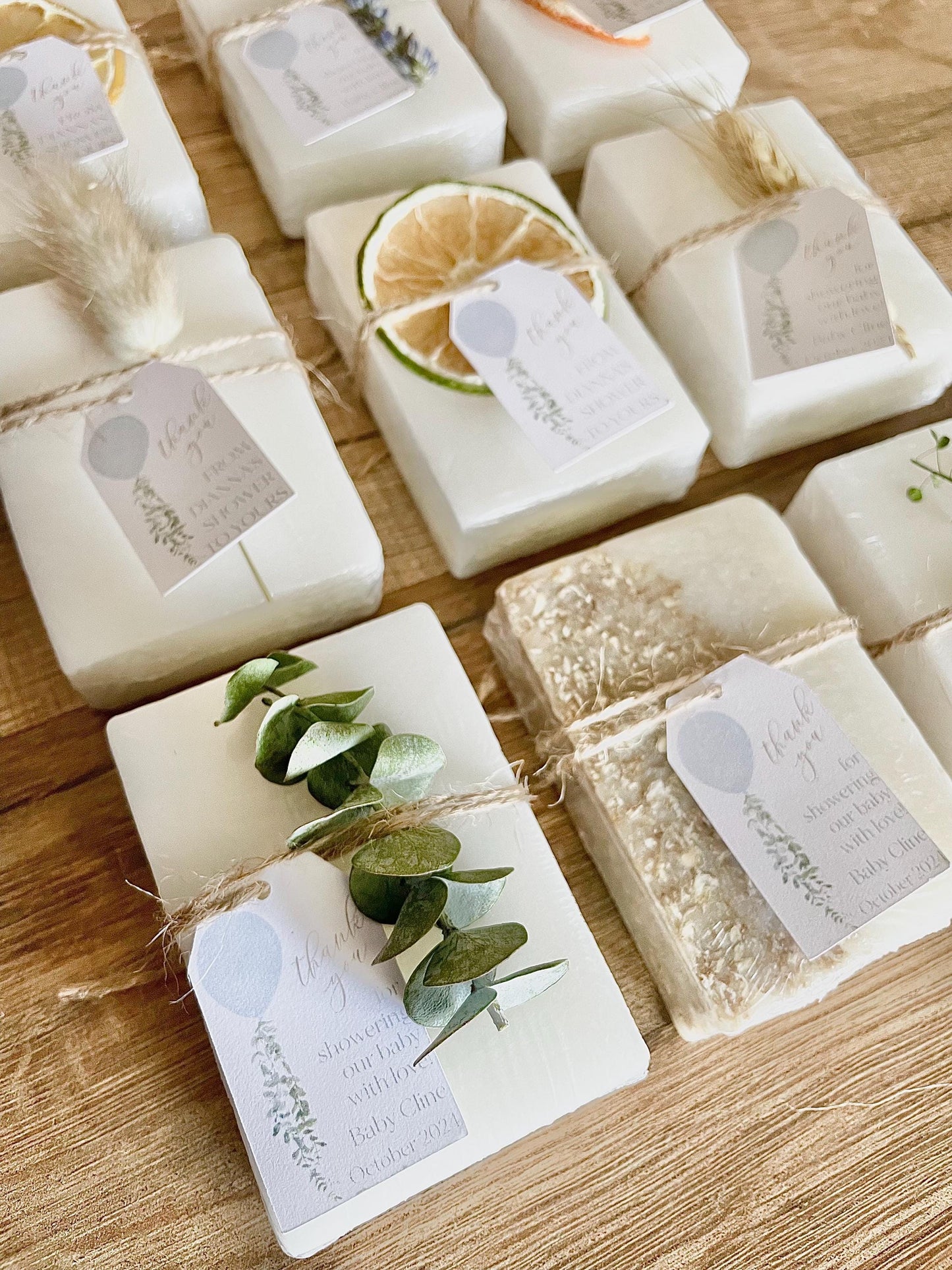 Baby Blue Soap Favors: Essential Oil Scented, Personalized - Set of 8