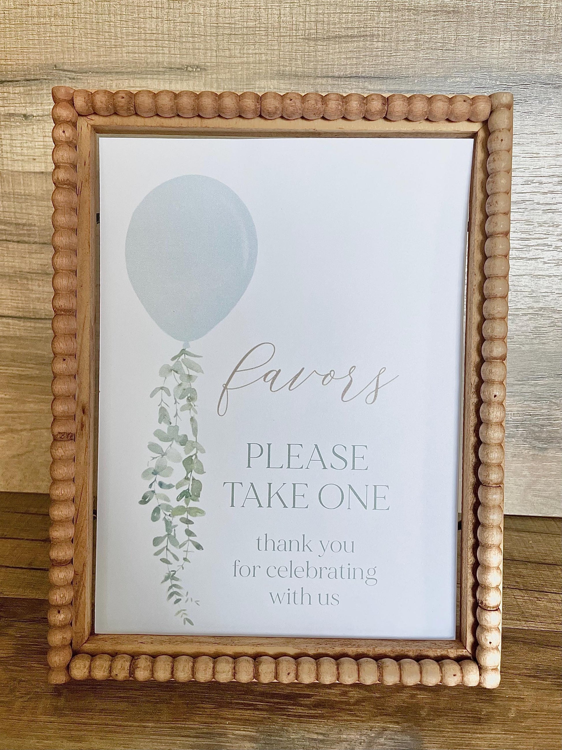 Printed Favor Sign for Pink Rainbow Boho Baby Shower Favors
