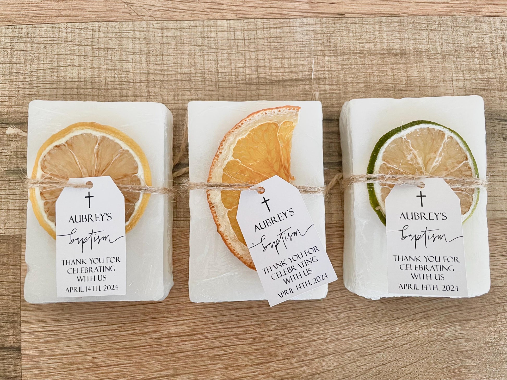 Handmade Soap Favors: Baptism, Communion, Christening - Set of 8