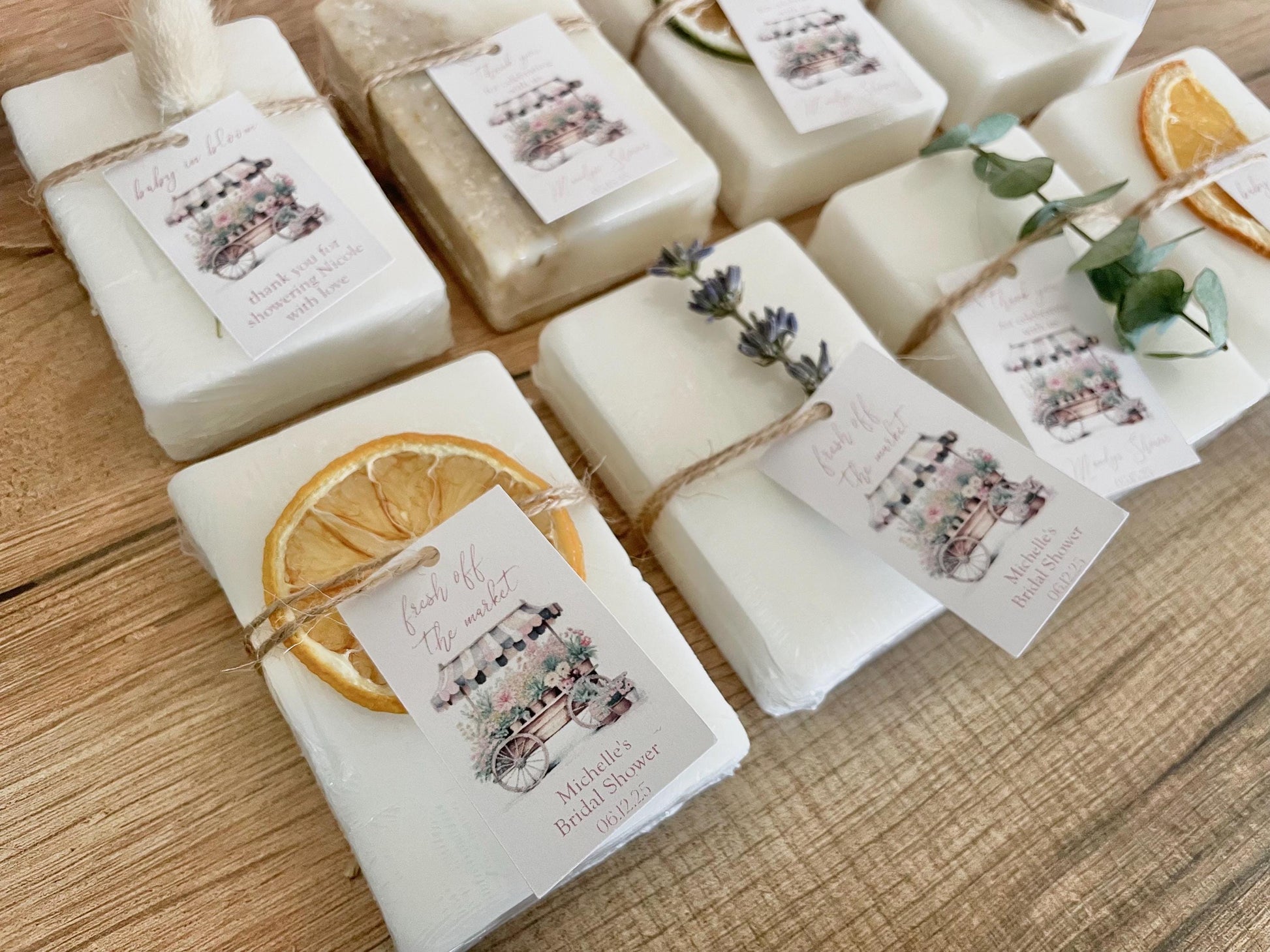 Fresh Off the Market Baby in Bloom Soap Favors – Handmade Floral Farmers Market Shower Gift Unscented Variety