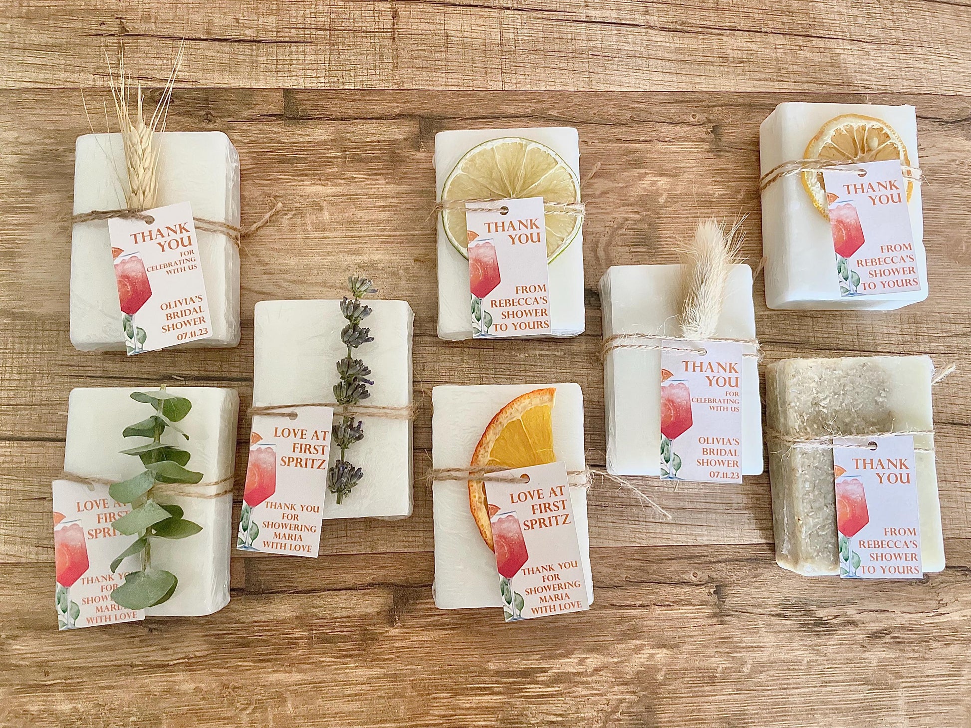 Love at first spritz bridal shower favors, aperol spritz bridal shower, handmade soap bar favors for guests