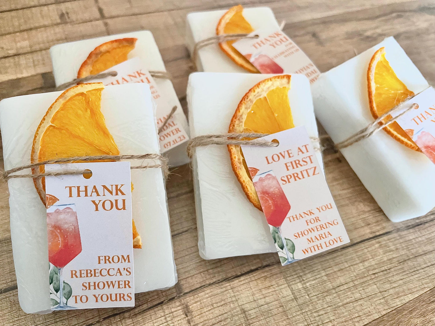 Love at first spritz bridal shower favors, aperol spritz bridal shower, handmade soap bar favors for guests