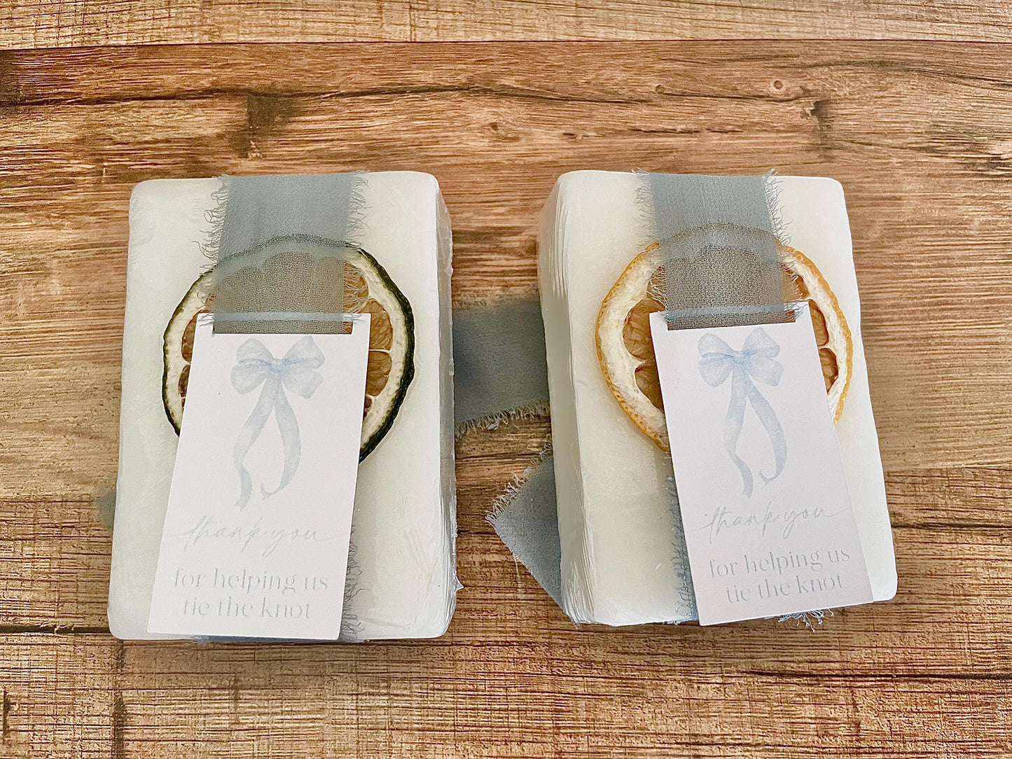 Tying the knot bridal shower favors, something blue bridal shower soap favors for guests