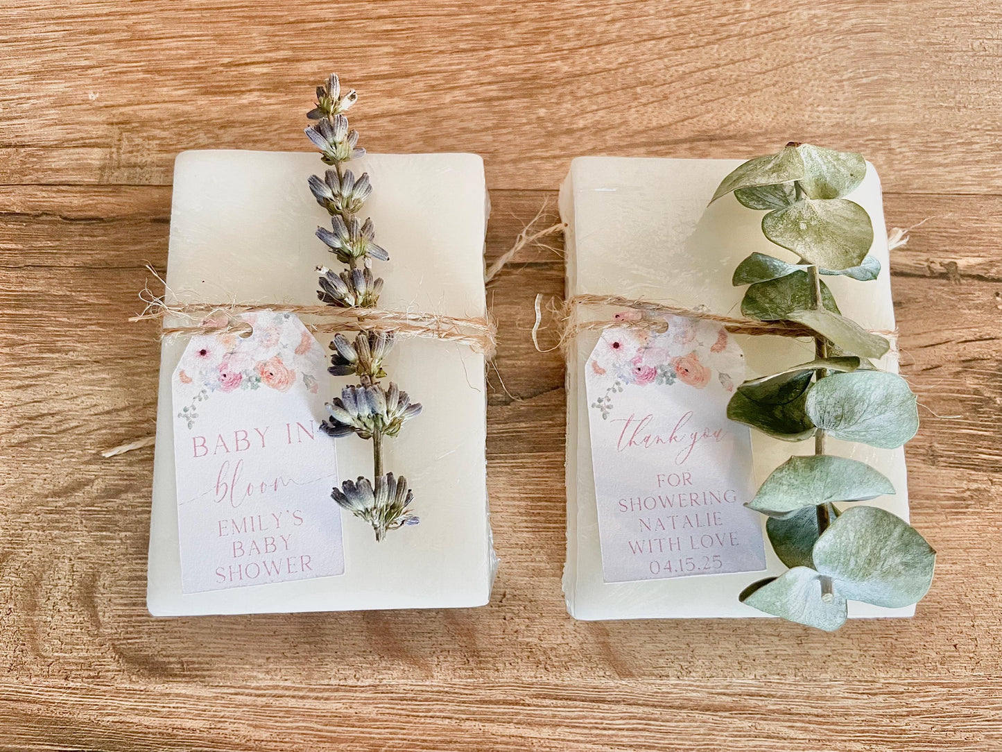 handmade soap bar favors with personalized tag