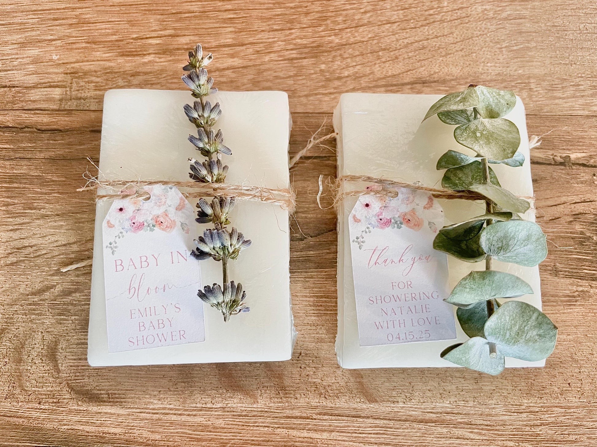 handmade soap bar favors with personalized tag