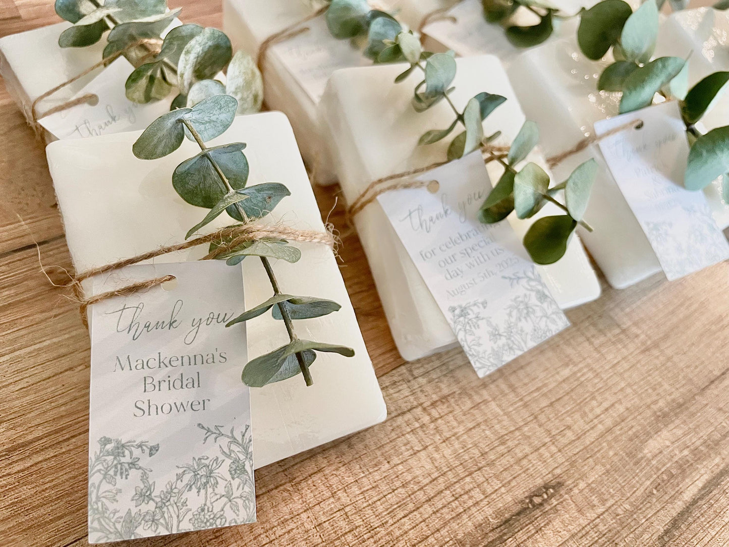 Handmade Eucalyptus Soap Favors: Personalized Bridal Shower Gift