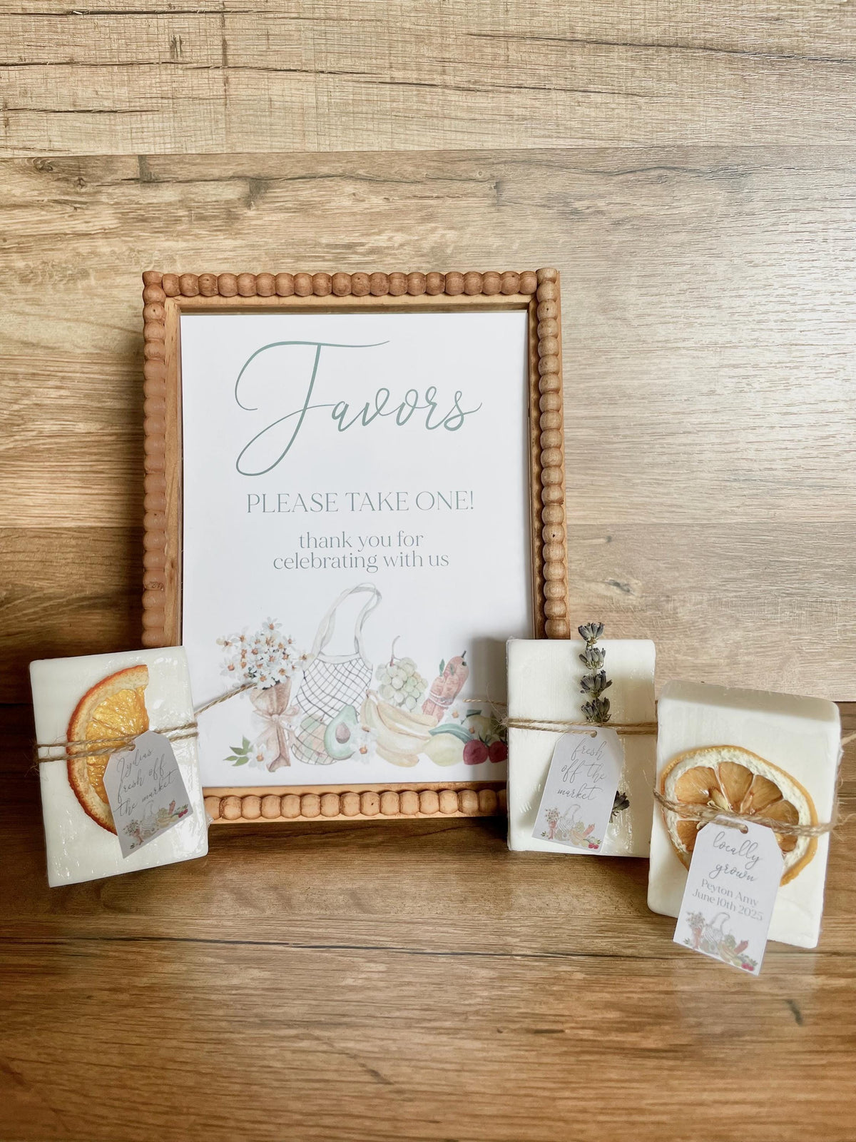 Printed Favor Sign for Fresh off the Market Bridal Shower or Locally Grown Baby Shower