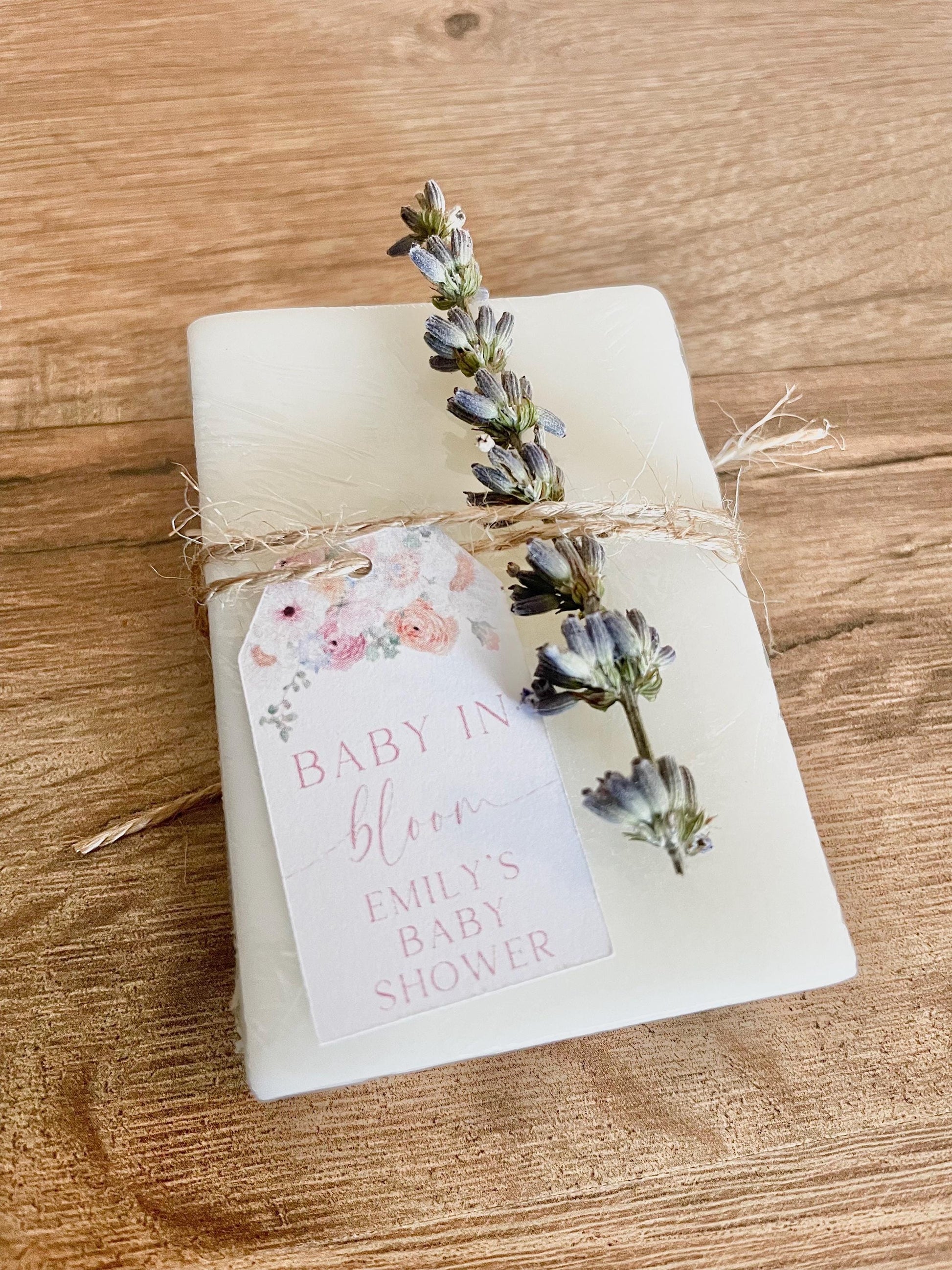 handmade soap bar favors with personalized tag