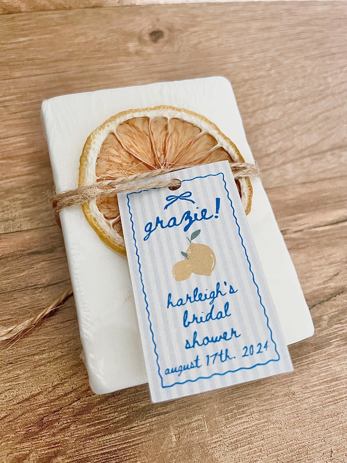 “ciao baby” lemon themed personalized favors for baby shower guests