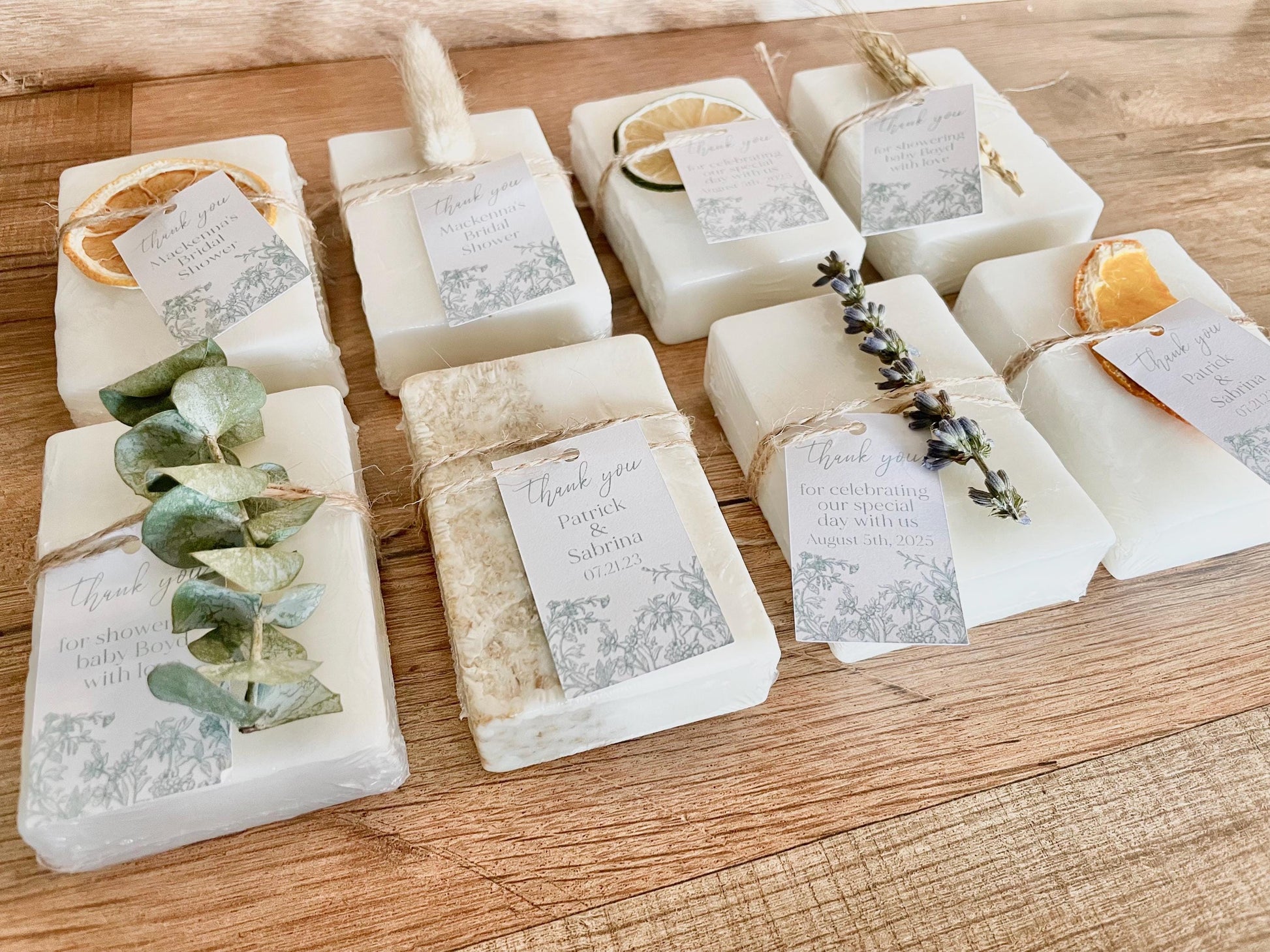 Personalized Handmade Soap Favors for Bridal Showers / Weddings (set of 8)