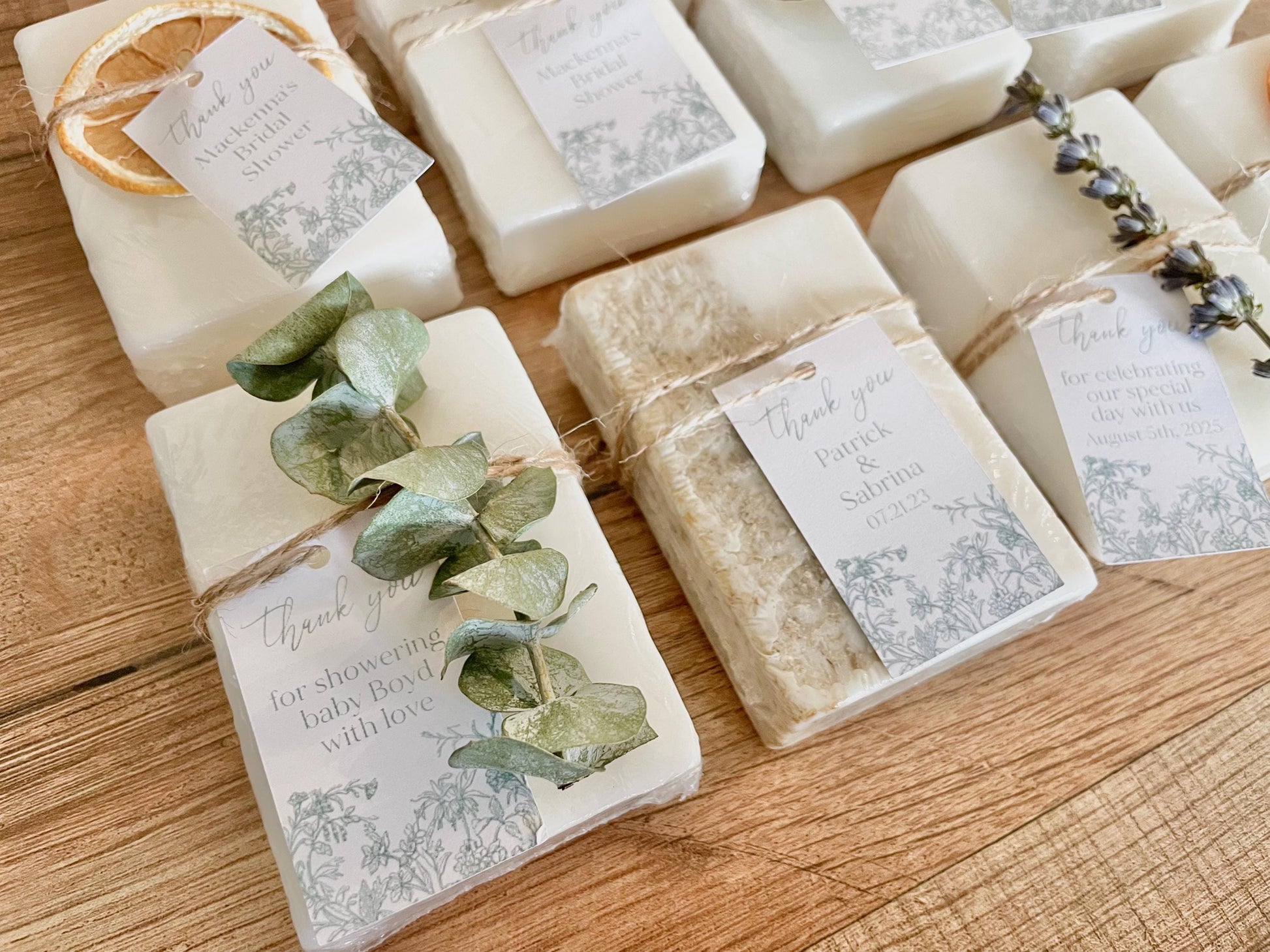 Personalized Handmade Soap Favors for Bridal Showers / Weddings (set of 8)