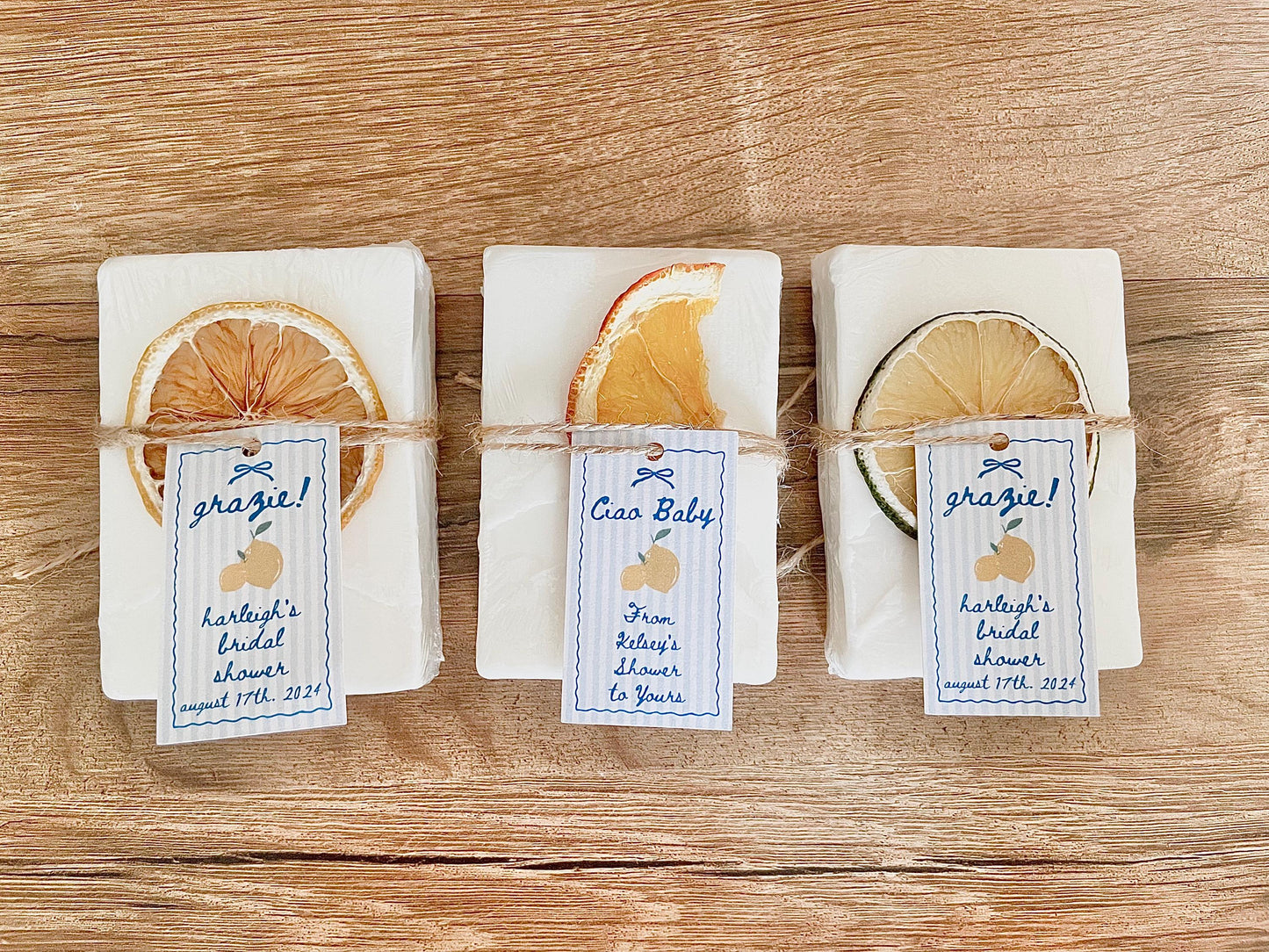 personalized Italy lemon themed bridal shower favors
