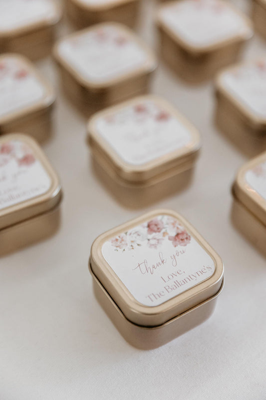 Mini Gold Tin Candle Wedding Favors - Personalized Candle Gift for Guests – Bridal Shower Favor
