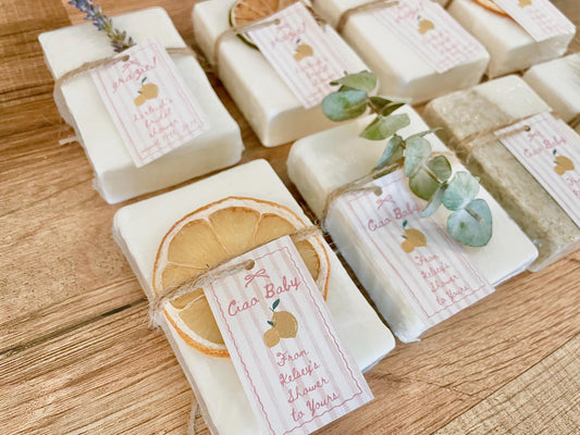 Ciao Baby Shower Soap Favors: Lemon Italy Theme, Personalized Essential Oil Soap