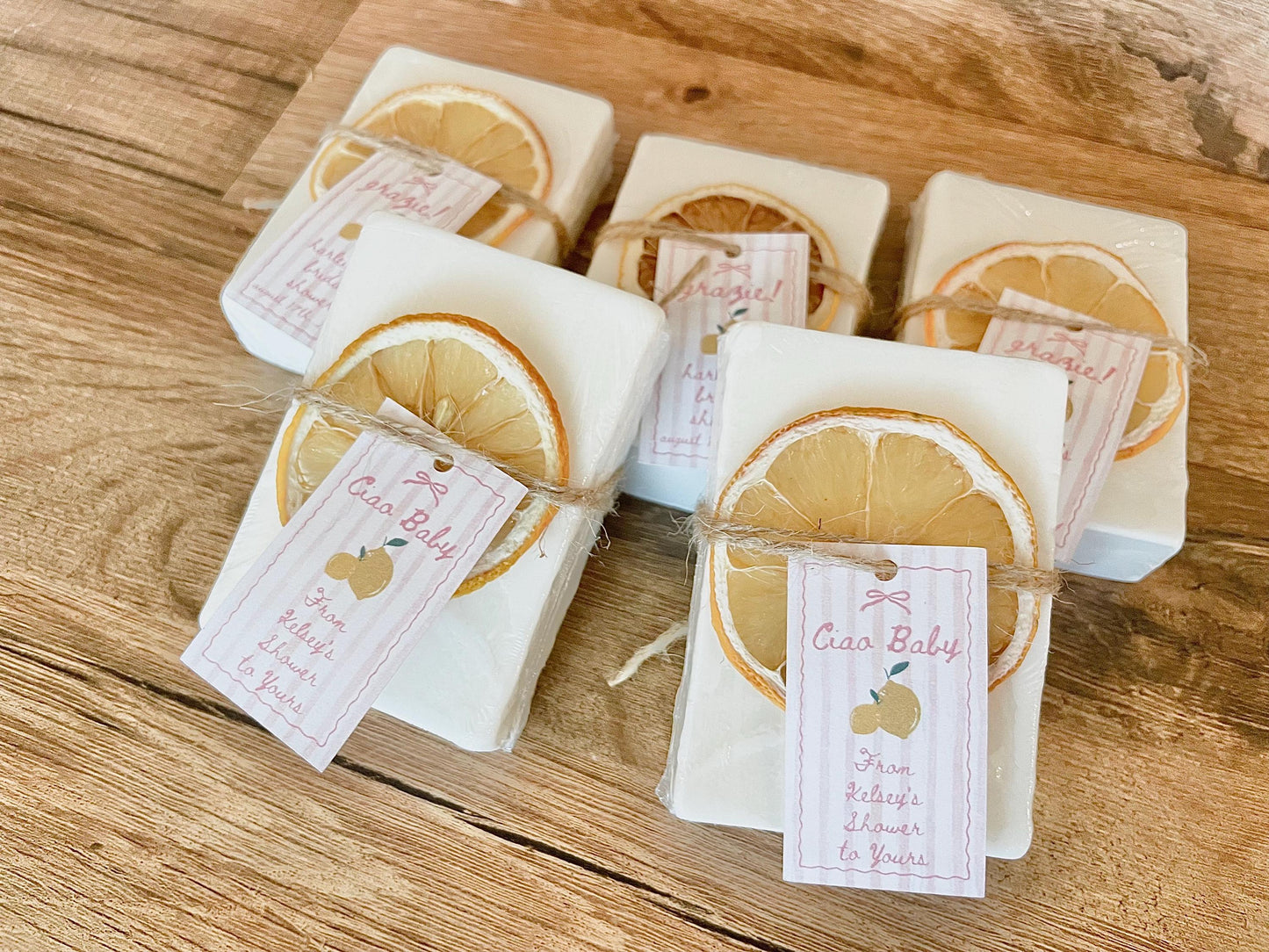 Ciao Baby Shower Soap Favors – Lemon Italy Theme Pink & Yellow, Girl Baby Shower Personalized Favors, Handmade Essential Oil Soap