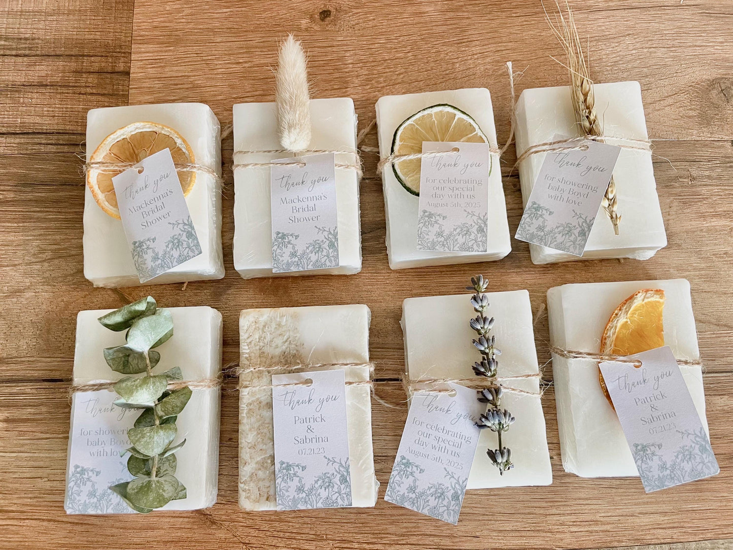 Soap Favors – Set of 8 – Wedding, Bridal Shower, – Handmade with Essential Oils + Custom Tags – Guest Thank You Gifts