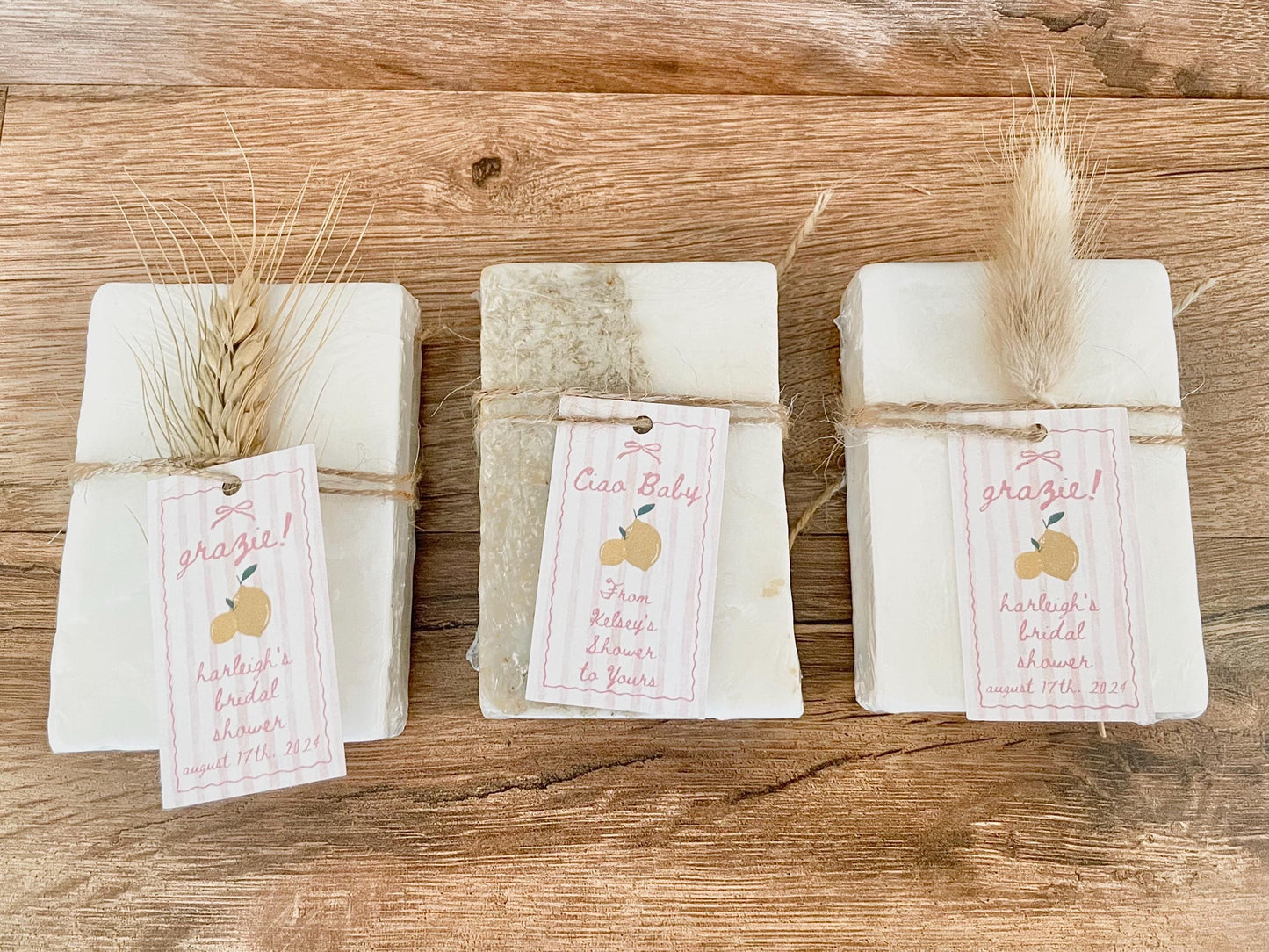 Ciao Baby Shower Soap Favors – Lemon Italy Theme Pink & Yellow, Girl Baby Shower Personalized Favors, Handmade Essential Oil Soap