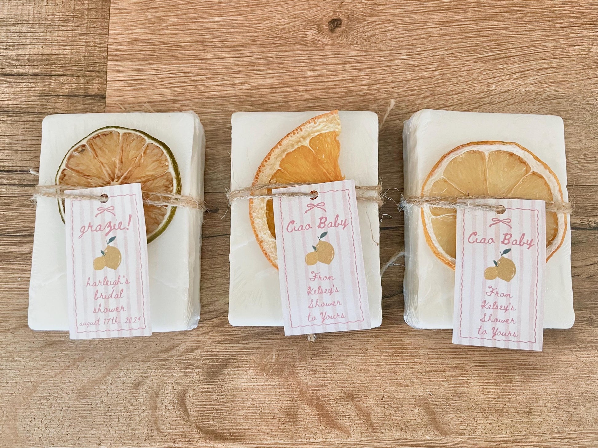 Ciao Baby Shower Soap Favors – Lemon Italy Theme Pink & Yellow, Girl Baby Shower Personalized Favors, Handmade Essential Oil Soap
