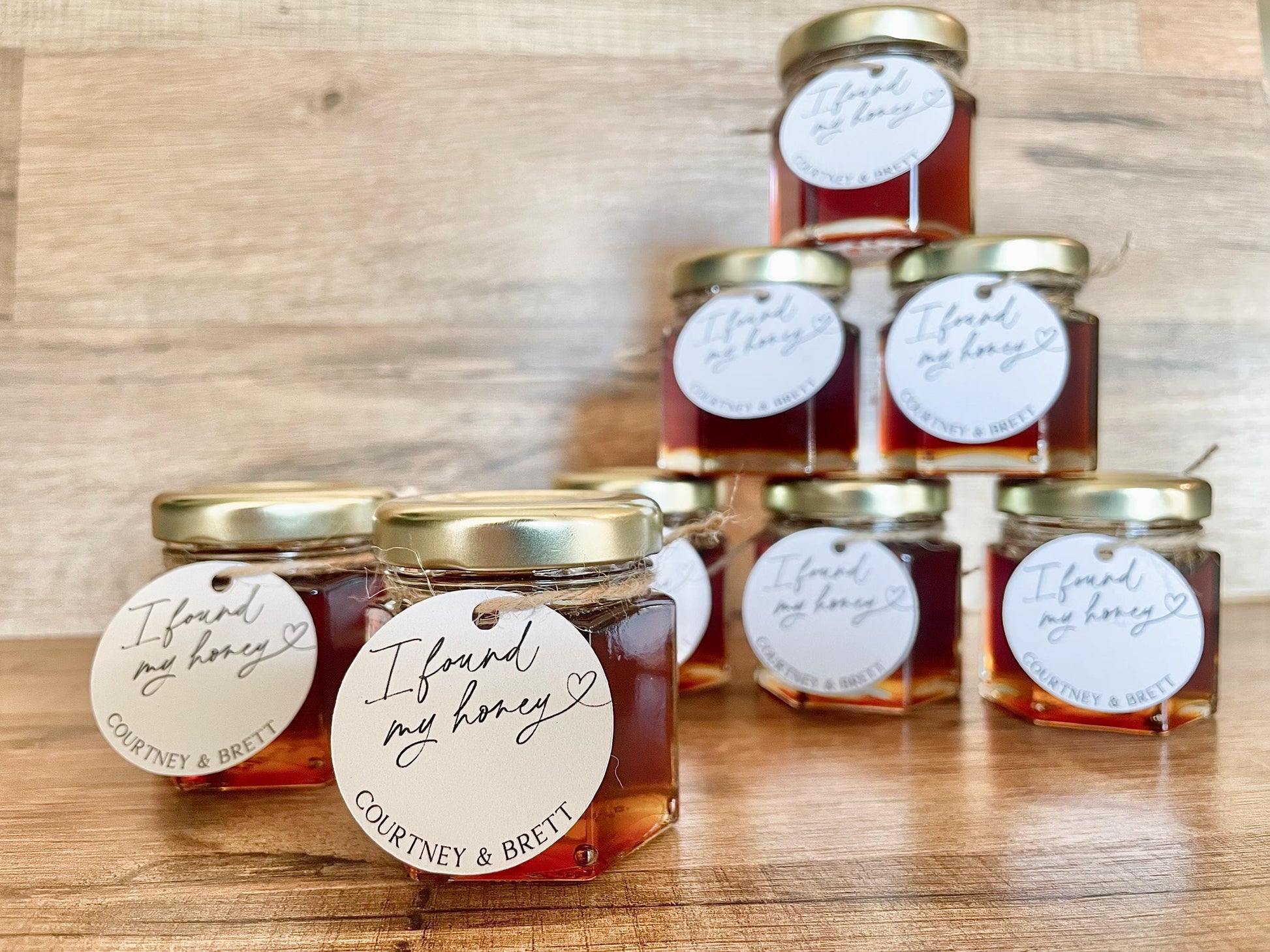 Personalized Wedding Favors - Custom Mini Honey Jars - I Found My Honey