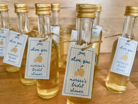 Personalized Olive Oil Wedding Favors - Italian Bridal Shower Favors, “Olive You” Party Gifts