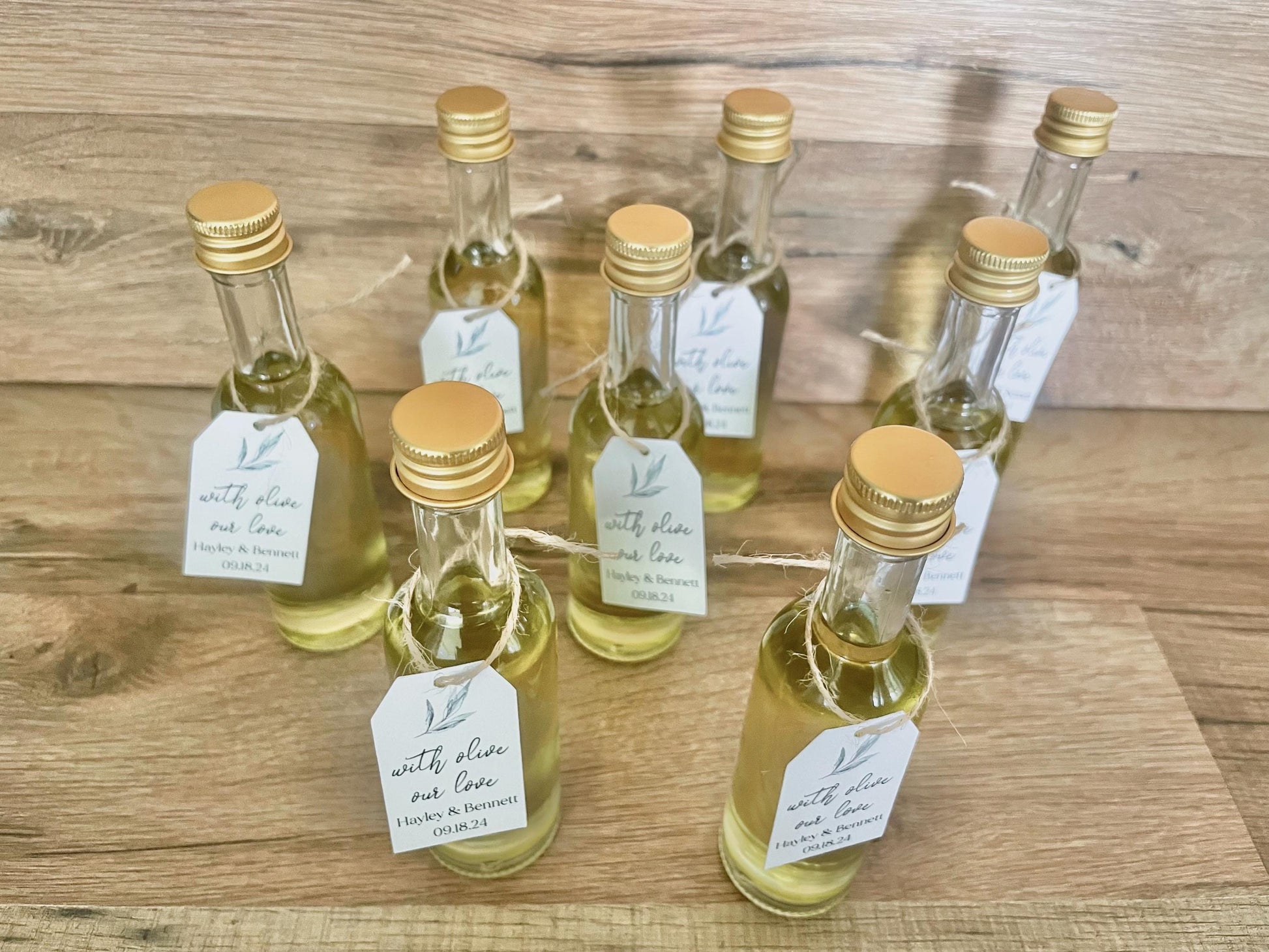 Olive Oil Wedding Favors – 1.7 oz Bottles with Personalized Tags, Italian Bridal Shower Favors, “Olive You” Party Gifts