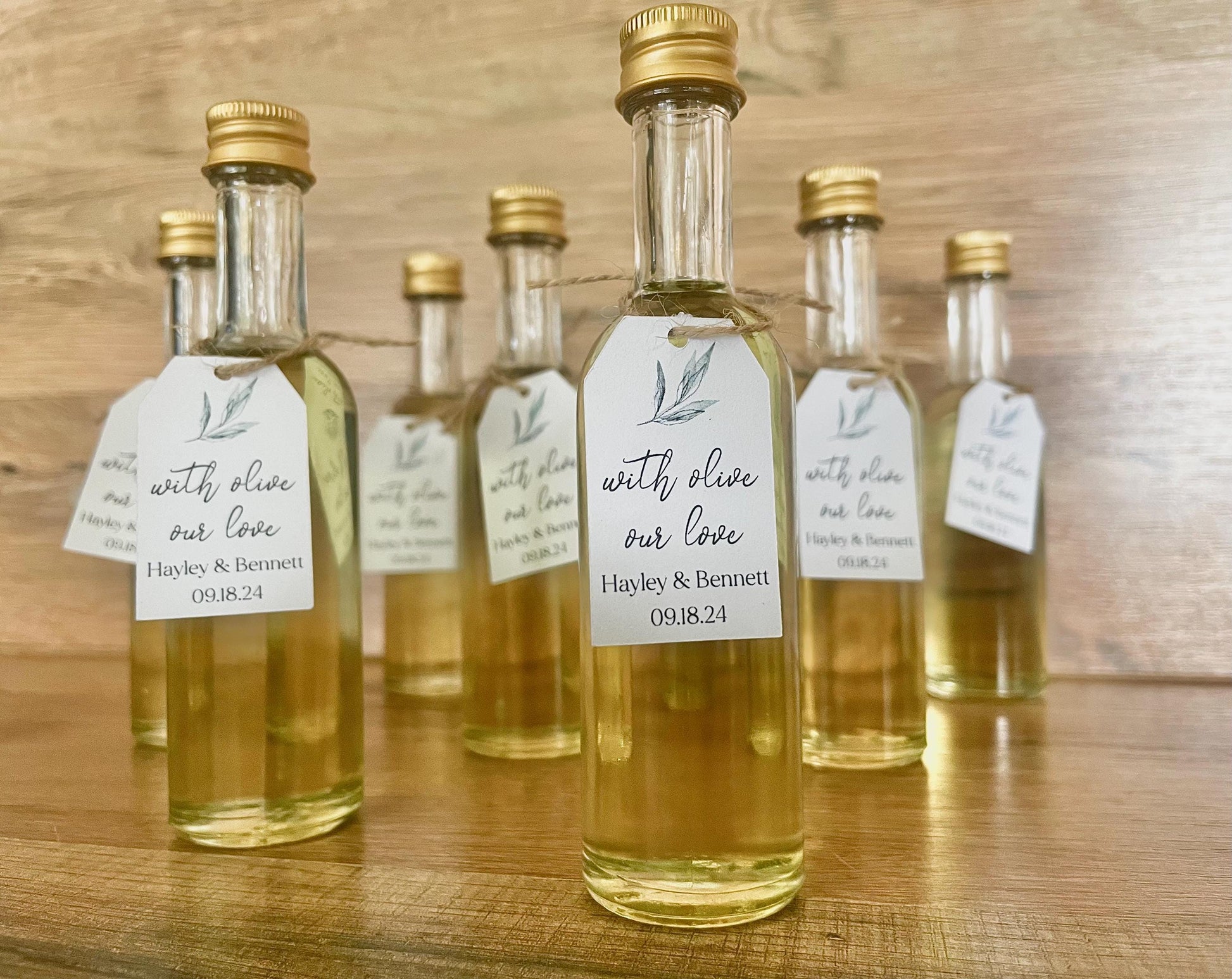 Olive Oil Wedding Favors – 1.7 oz Bottles with Personalized Tags, Italian Bridal Shower Favors, “Olive You” Party Gifts