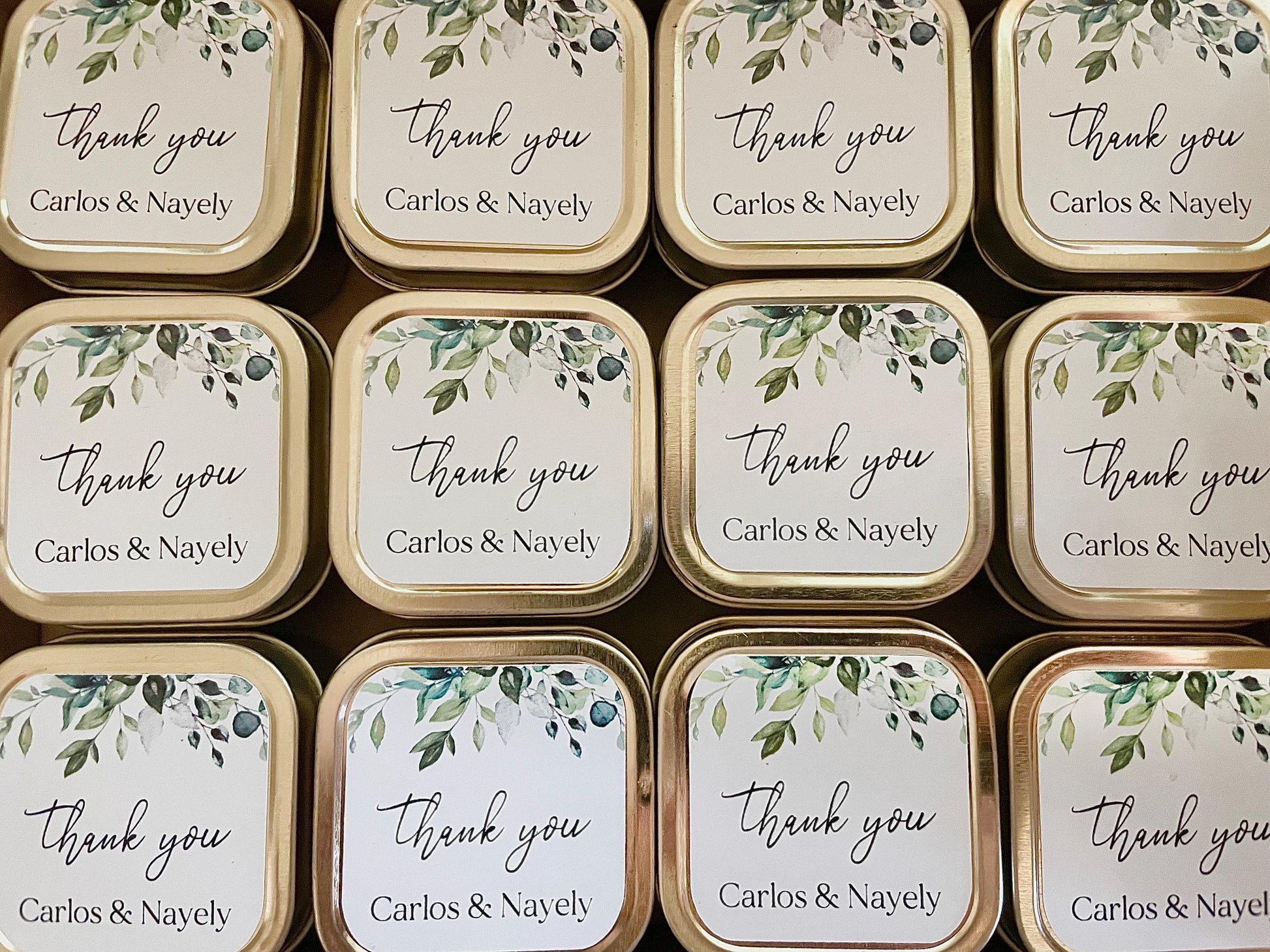 Personalized Mini Candle Favors in Gold Tin - Elegant Party Favors - Bridal Shower Favors for Guests in Bulk
