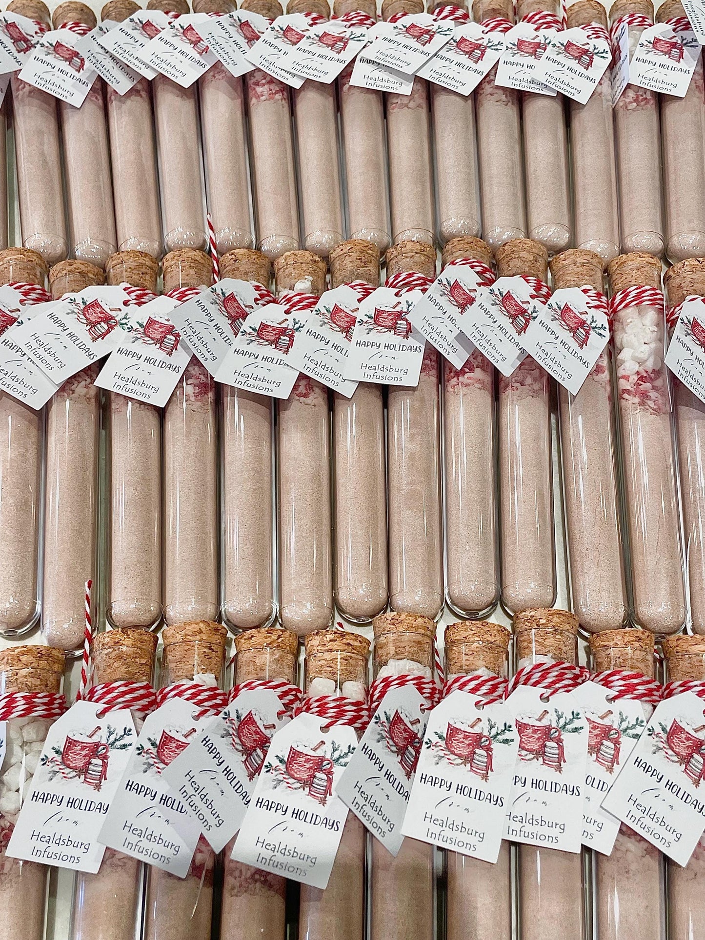 Mini Hot Chocolate Favors – Personalized Hot Cocoa Tubes with Peppermint & Marshmallows