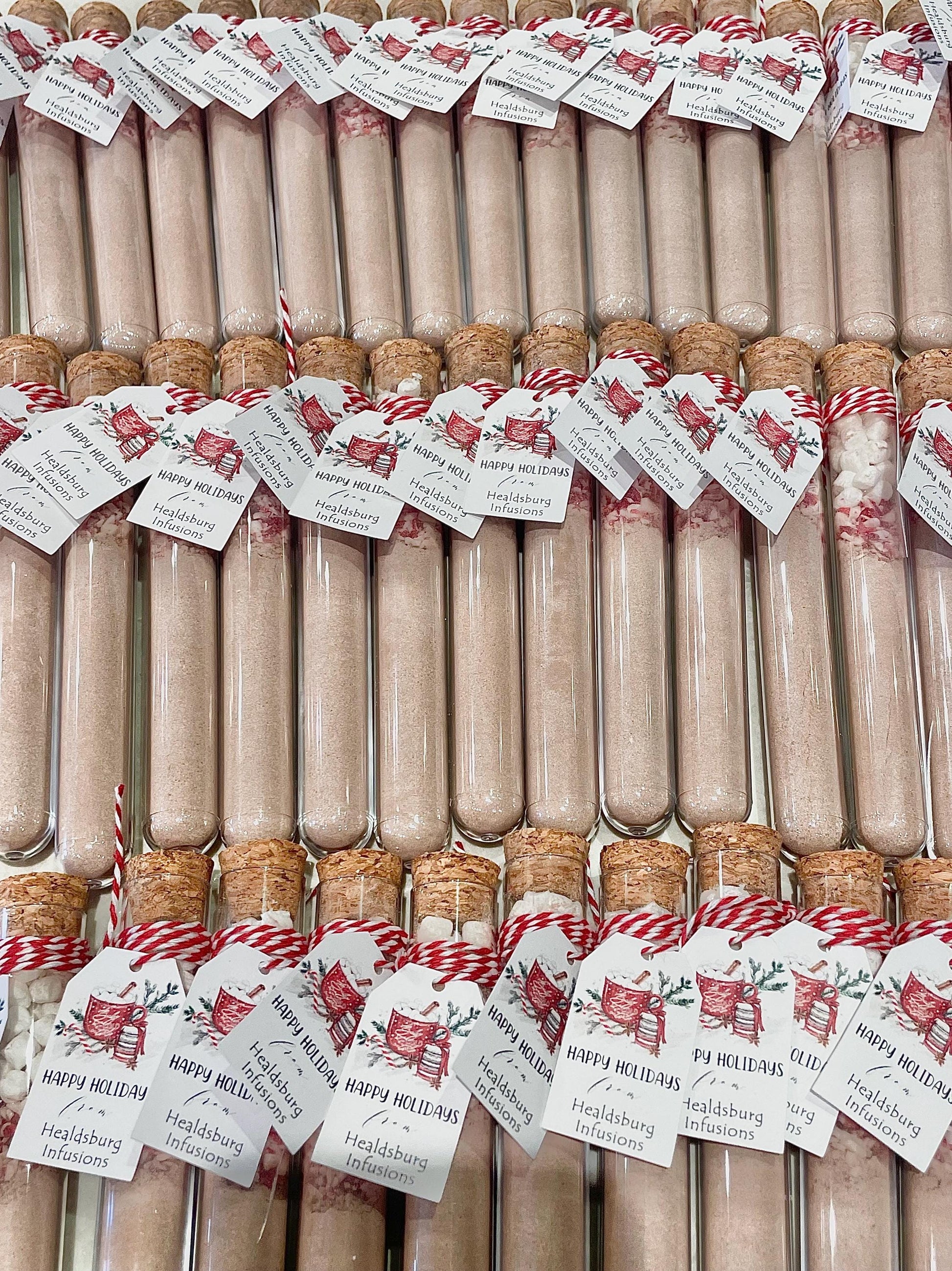 Mini Hot Chocolate Favors – Personalized Hot Cocoa Tubes with Peppermint & Marshmallows