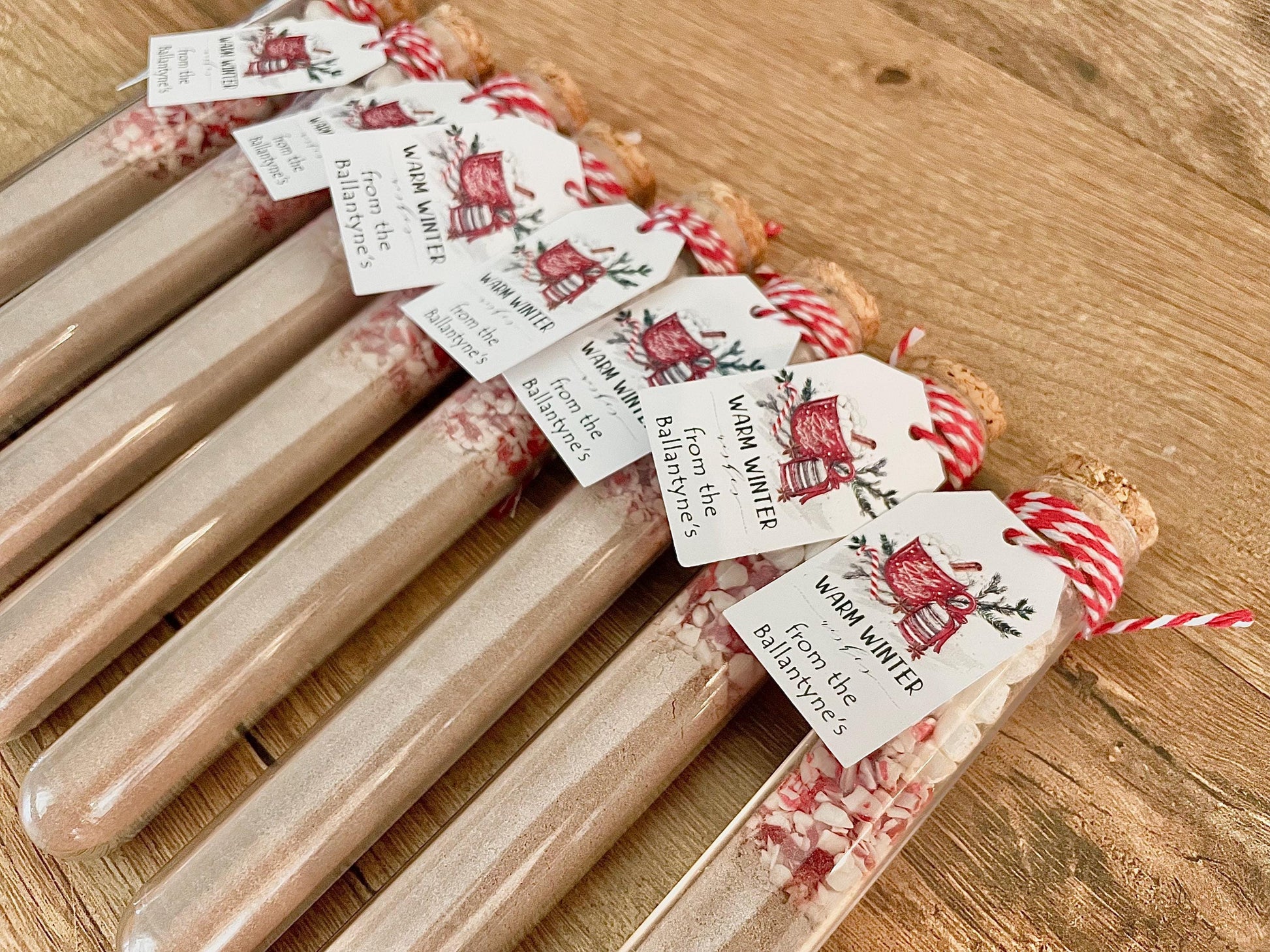 Mini Hot Chocolate Favors – Personalized Hot Cocoa Tubes with Peppermint & Marshmallows