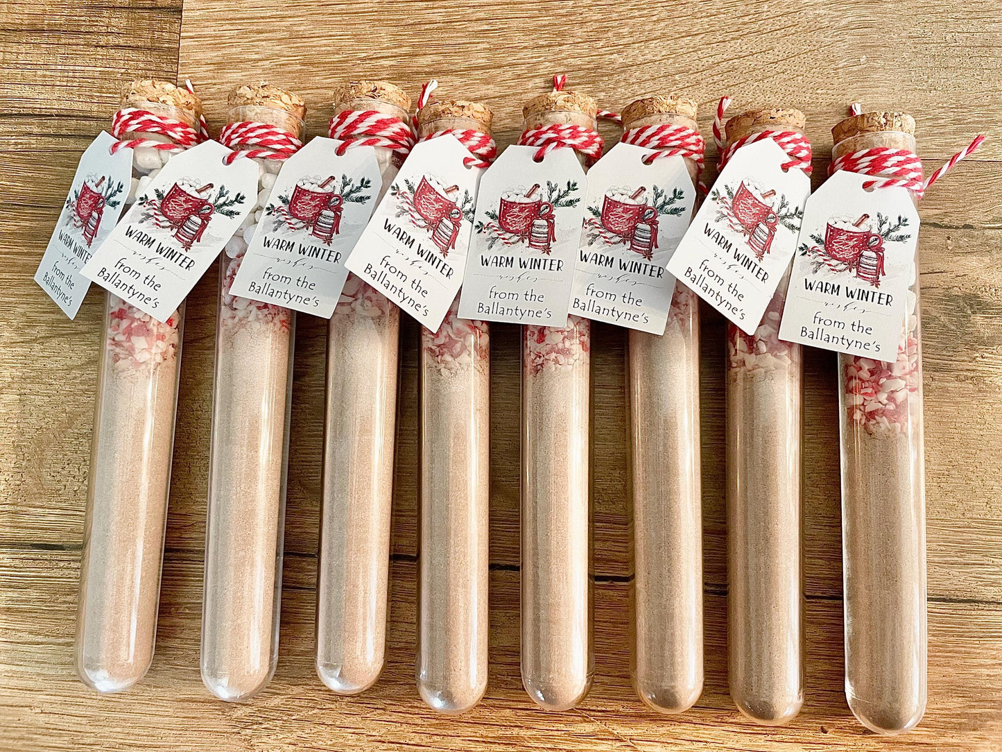 Mini Hot Chocolate Favors – Personalized Hot Cocoa Tubes with Peppermint & Marshmallows