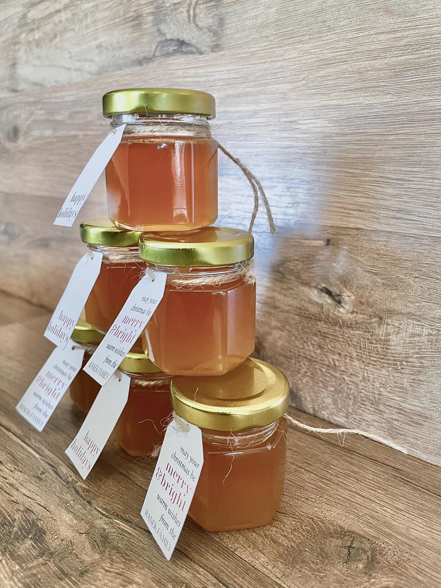 Personalized Mini Honey Jar Favors - Christmas Party Favors - Holiday Party Gifts - Winter Wedding Favors