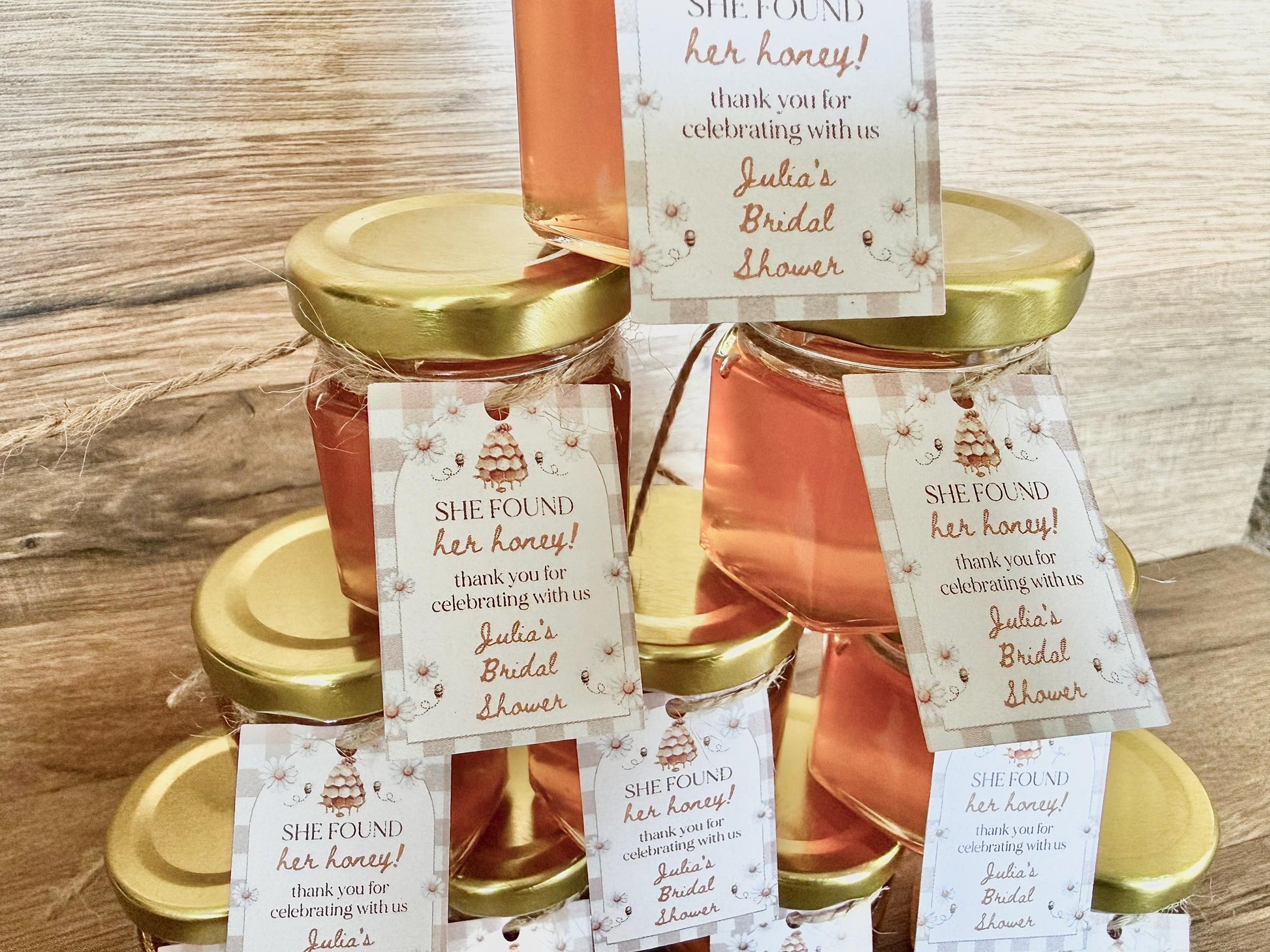 Personalized Mini Honey Jar Favors - Bridal Shower, Wedding, Baby Shower