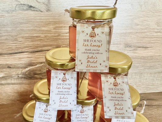 Mini Honey Jar Bridal Shower Favors - Personalized Bridal Shower Favors for Guests - She Found Her Honey