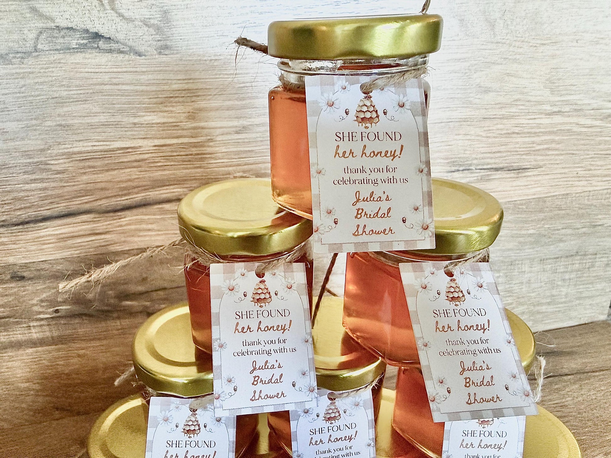Personalized Mini Honey Jar Favors - Bridal Shower, Wedding, Baby Shower