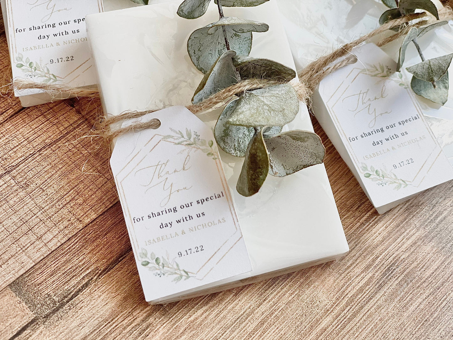 Eucalyptus Greenery and Gold Bridal Shower Favors for Guests in Bulk