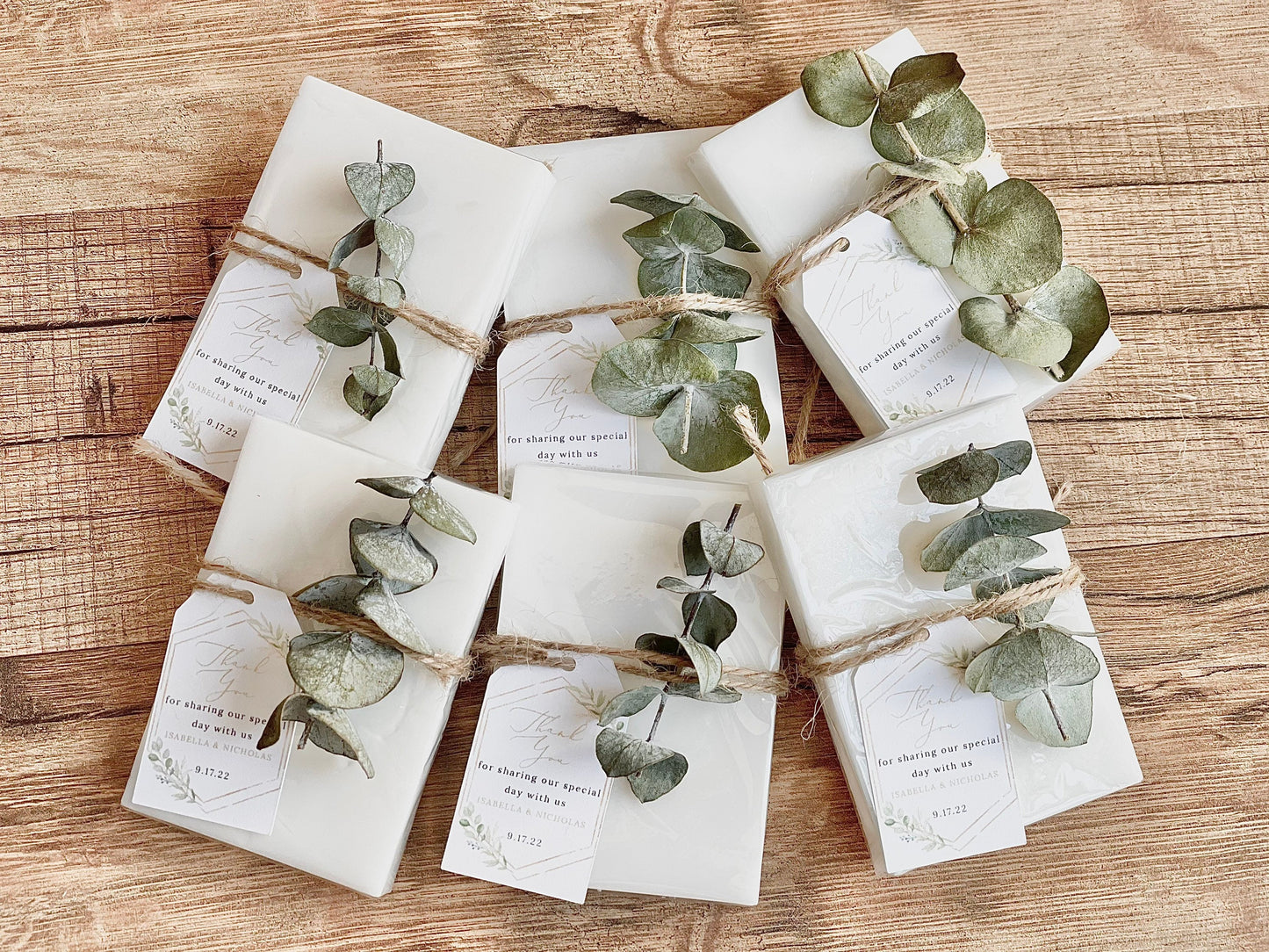 Eucalyptus Greenery and Gold Bridal Shower Favors for Guests in Bulk