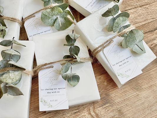 Eucalyptus Greenery and Gold Bridal Shower Favors for Guests in Bulk