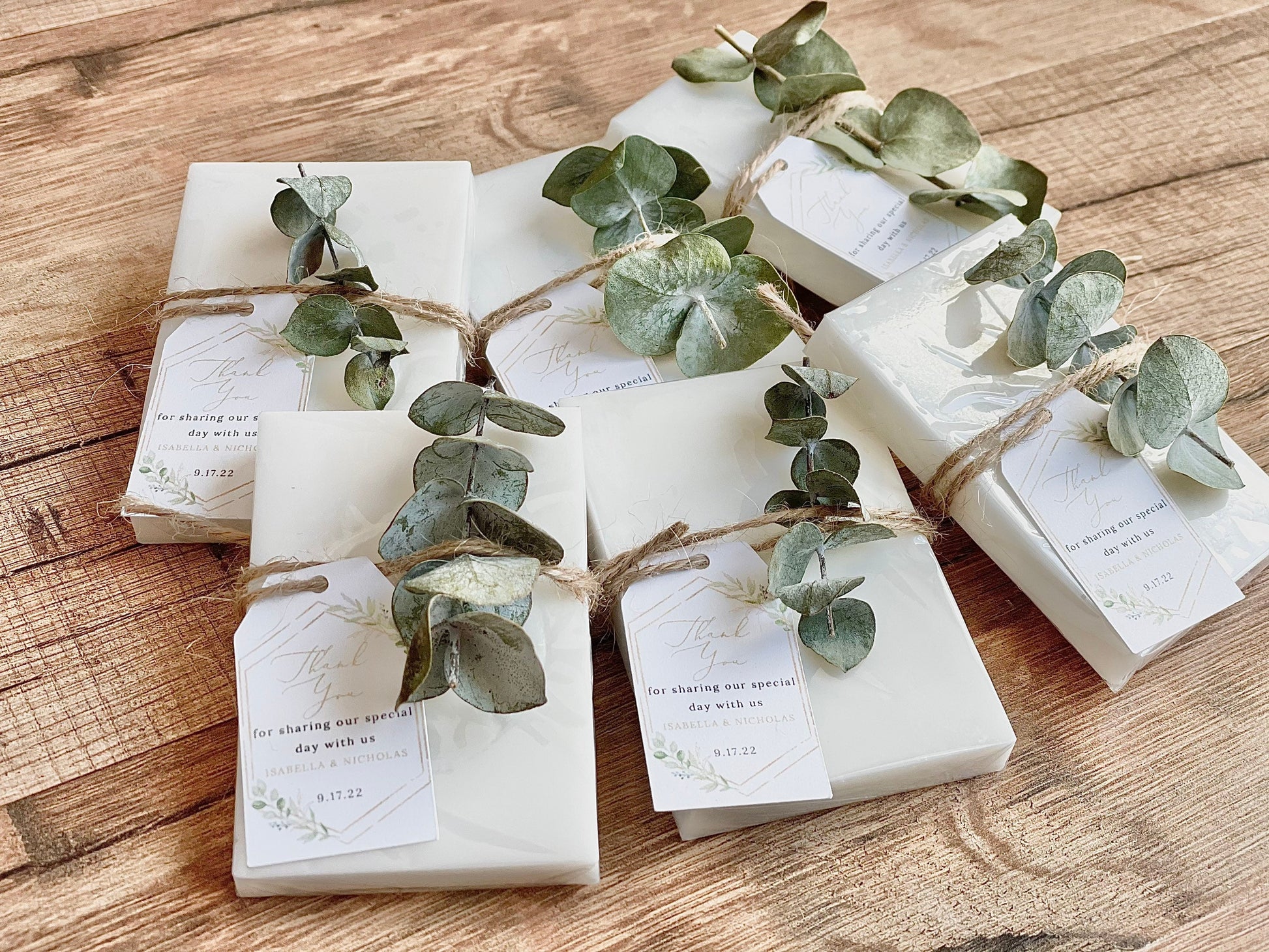 Eucalyptus Greenery and Gold Bridal Shower Favors for Guests in Bulk