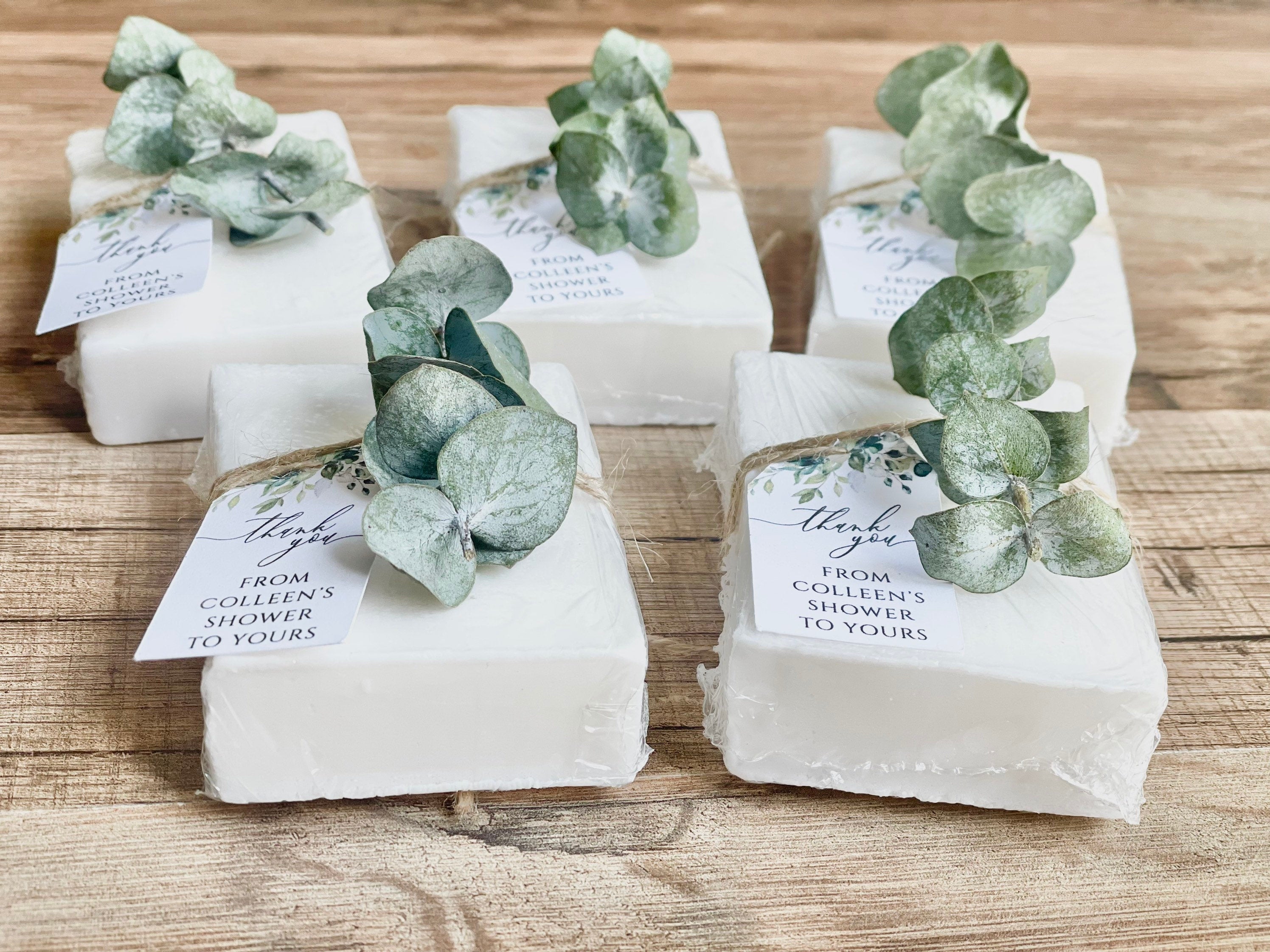 20 Personalized wedding favors- greenery and eucalyptus- mini 2024 soaps- bridal and baby shower